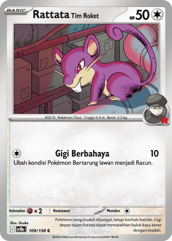 Team Rocket's Rattata 109 — Presence of Champions (Indonesian Pokémon TCG card)