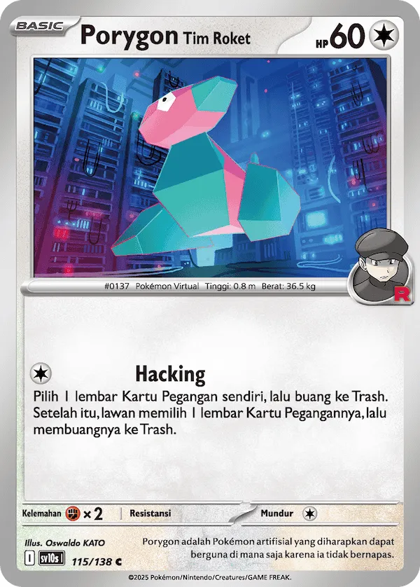 Team Rocket's Porygon 115 — Presence of Champions (Indonesian Pokémon TCG card)