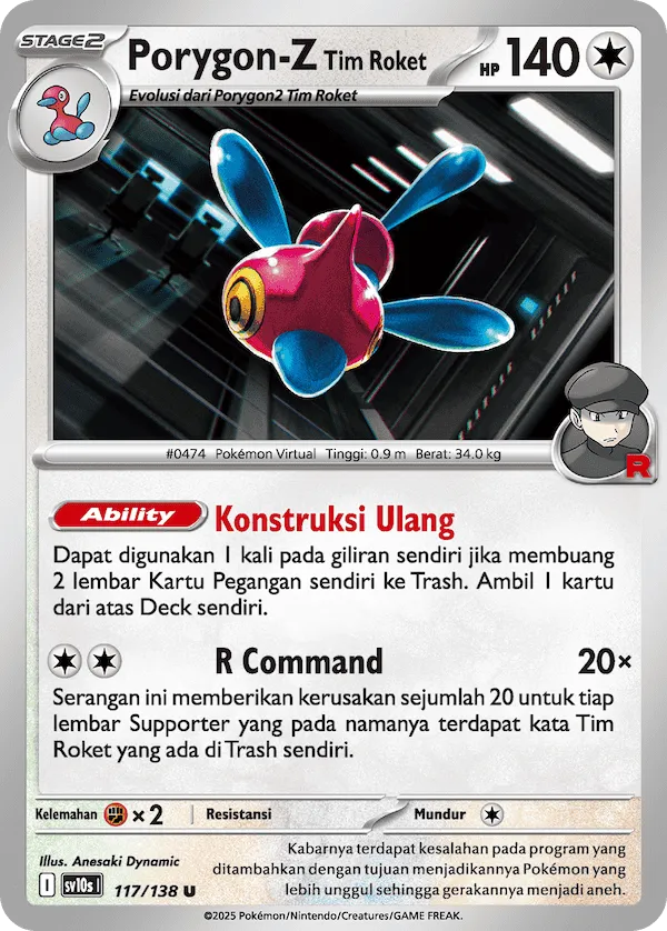 Team Rocket's Porygon-Z 117 — Presence of Champions (Indonesian Pokémon TCG card)