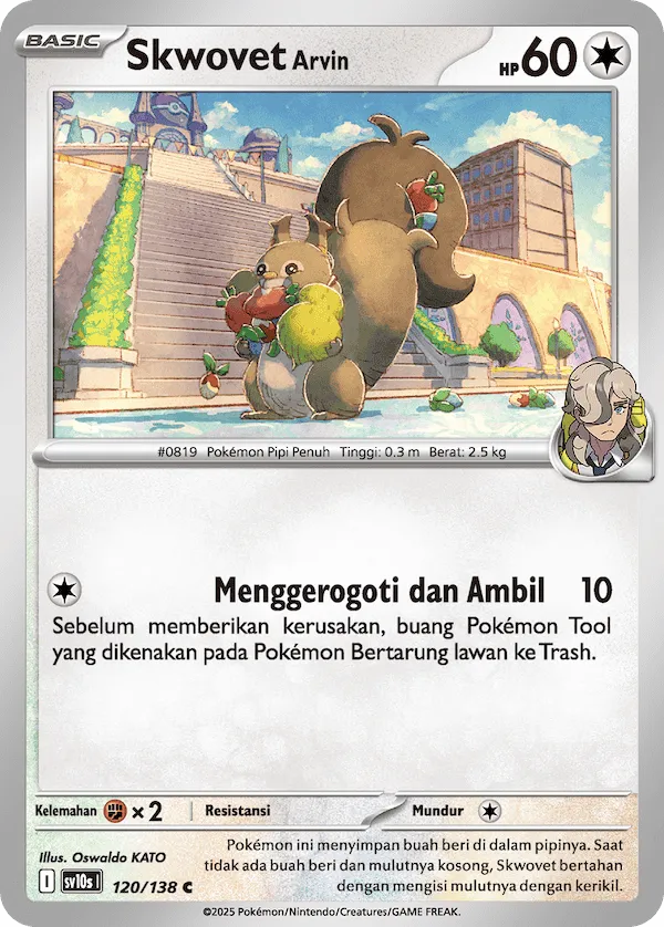 Arven's Skwovet 120 — Presence of Champions (Indonesian Pokémon TCG card)