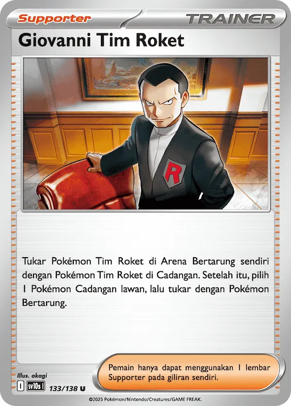 Team Rocket's Giovanni 133 — Presence of Champions (Indonesian Pokémon TCG card)