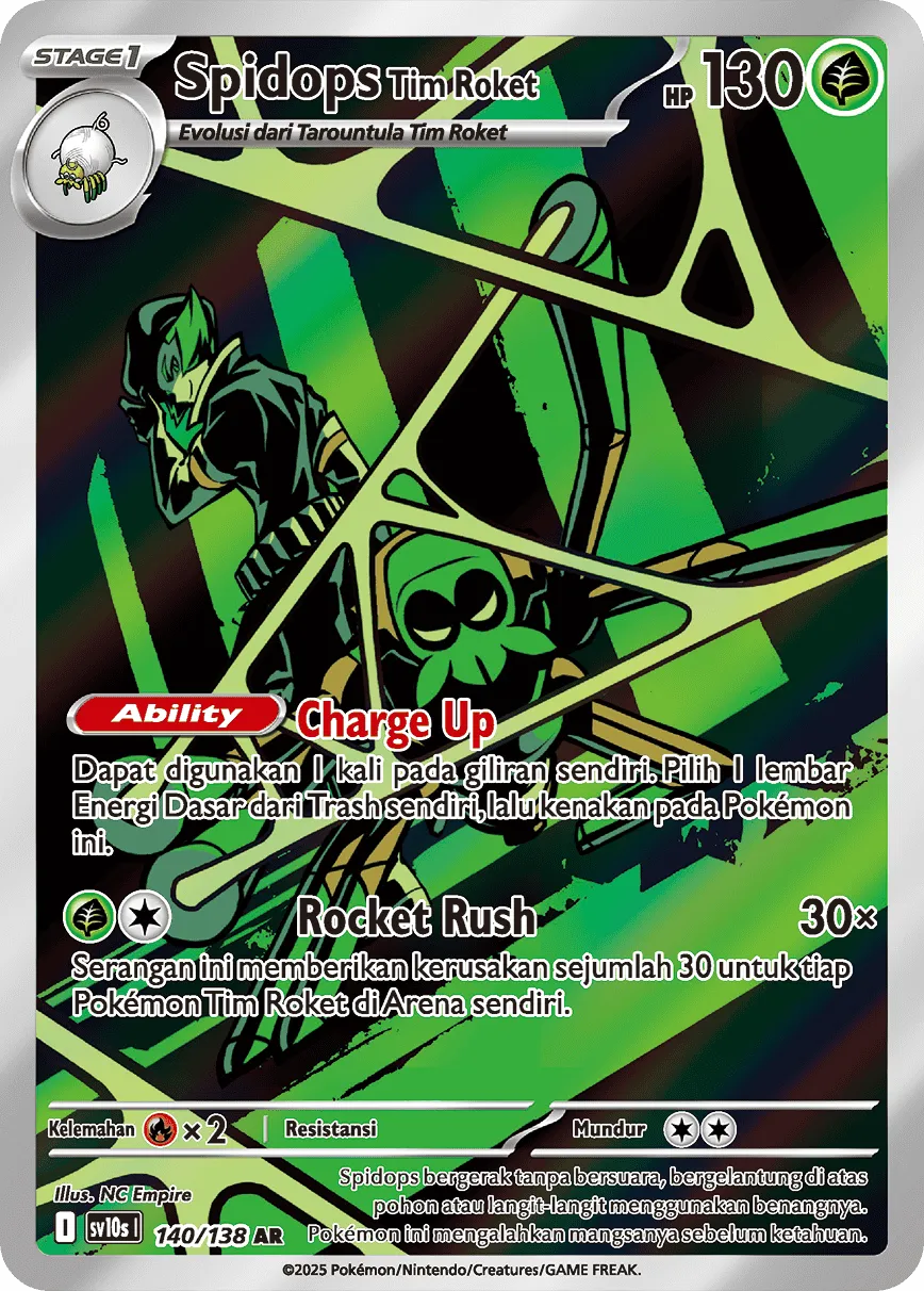 Team Rocket's Spidops 140 — Presence of Champions (Indonesian Pokémon TCG card)