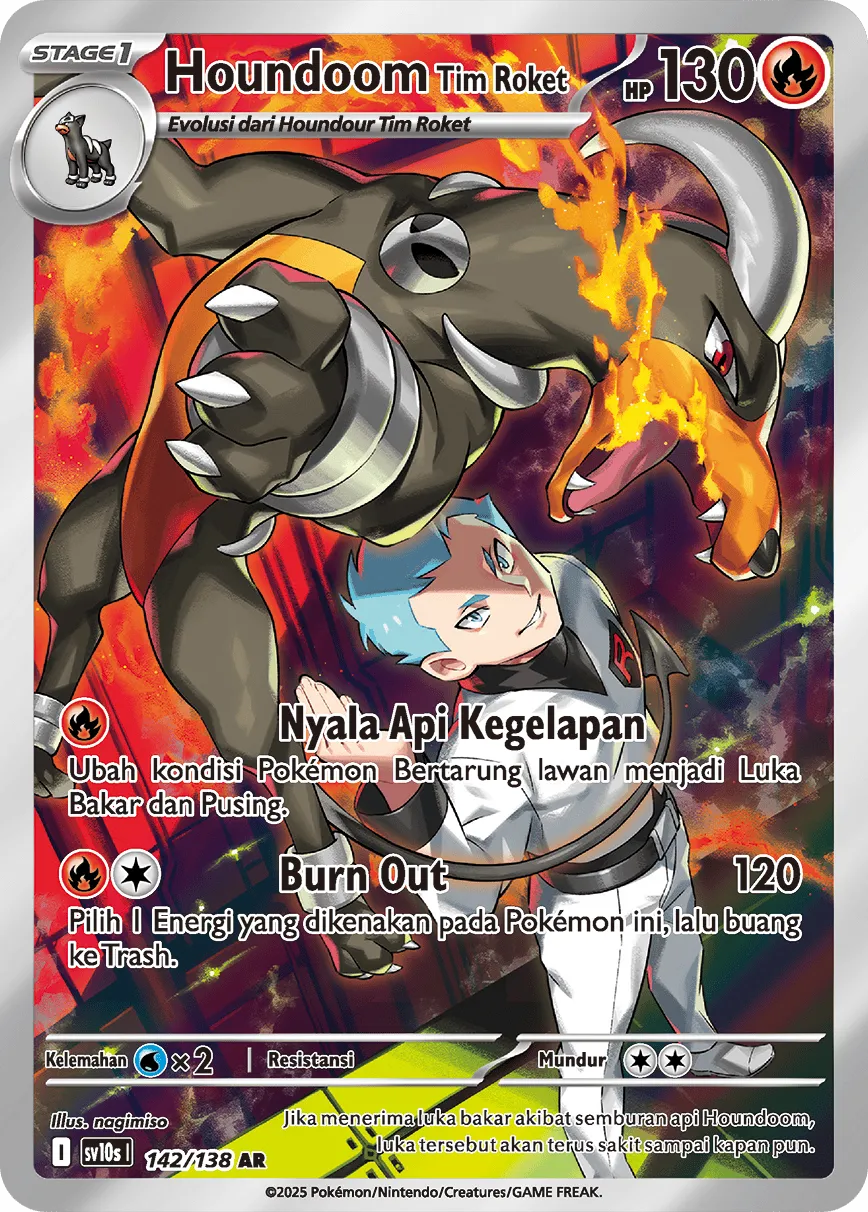 Team Rocket's Houndoom 142 — Presence of Champions (Indonesian Pokémon TCG card)