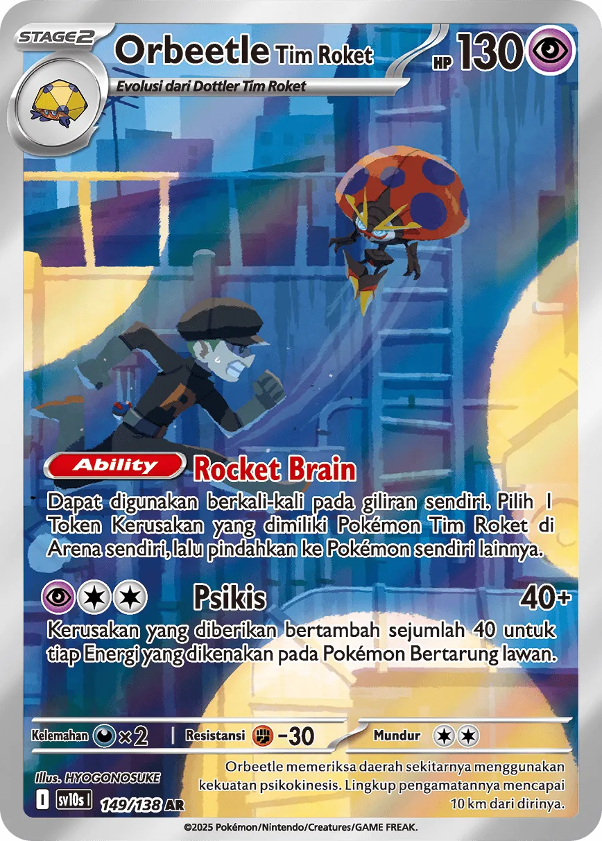 Team Rocket's Orbeetle 149 — Presence of Champions (Indonesian Pokémon TCG card)