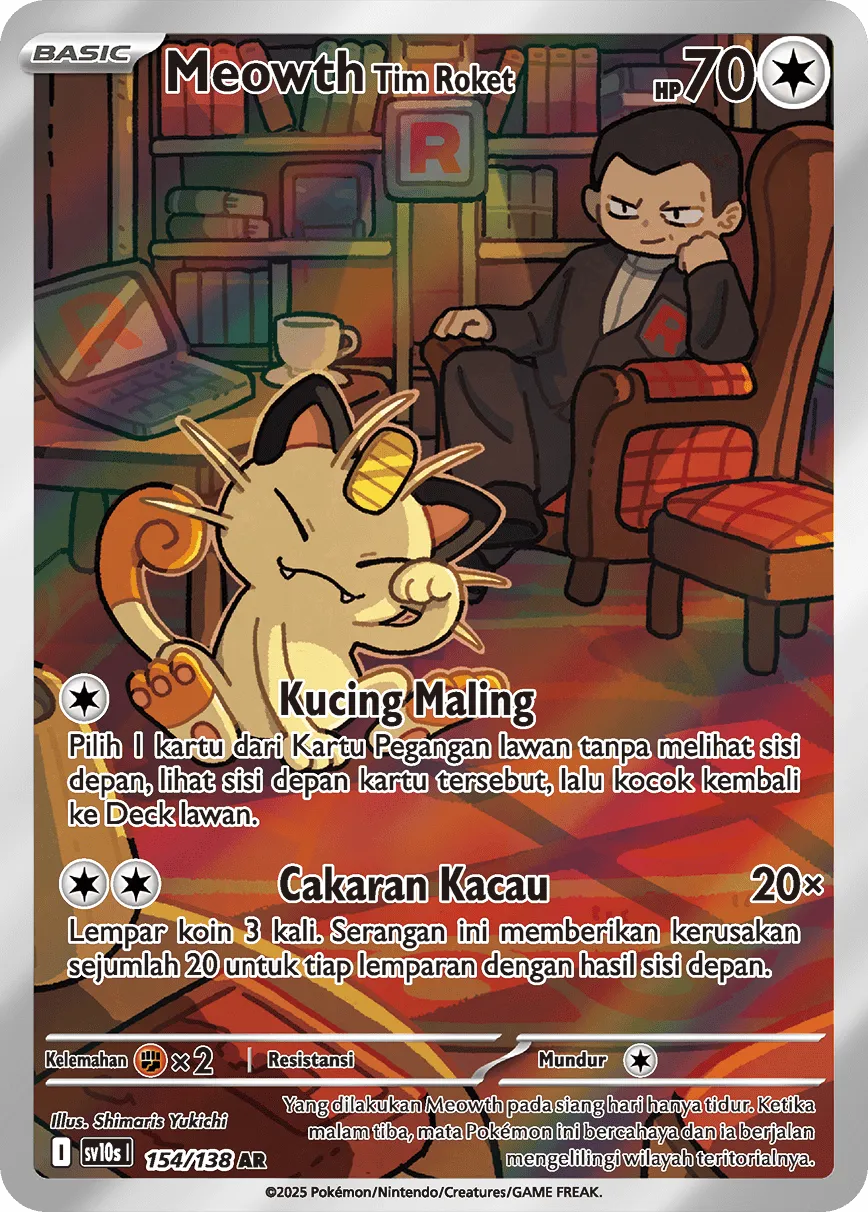 Team Rocket's Meowth 154 — Presence of Champions (Indonesian Pokémon TCG card)