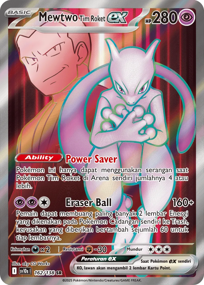 Team Rocket's Mewtwo ex 162 — Presence of Champions (Indonesian Pokémon TCG card)