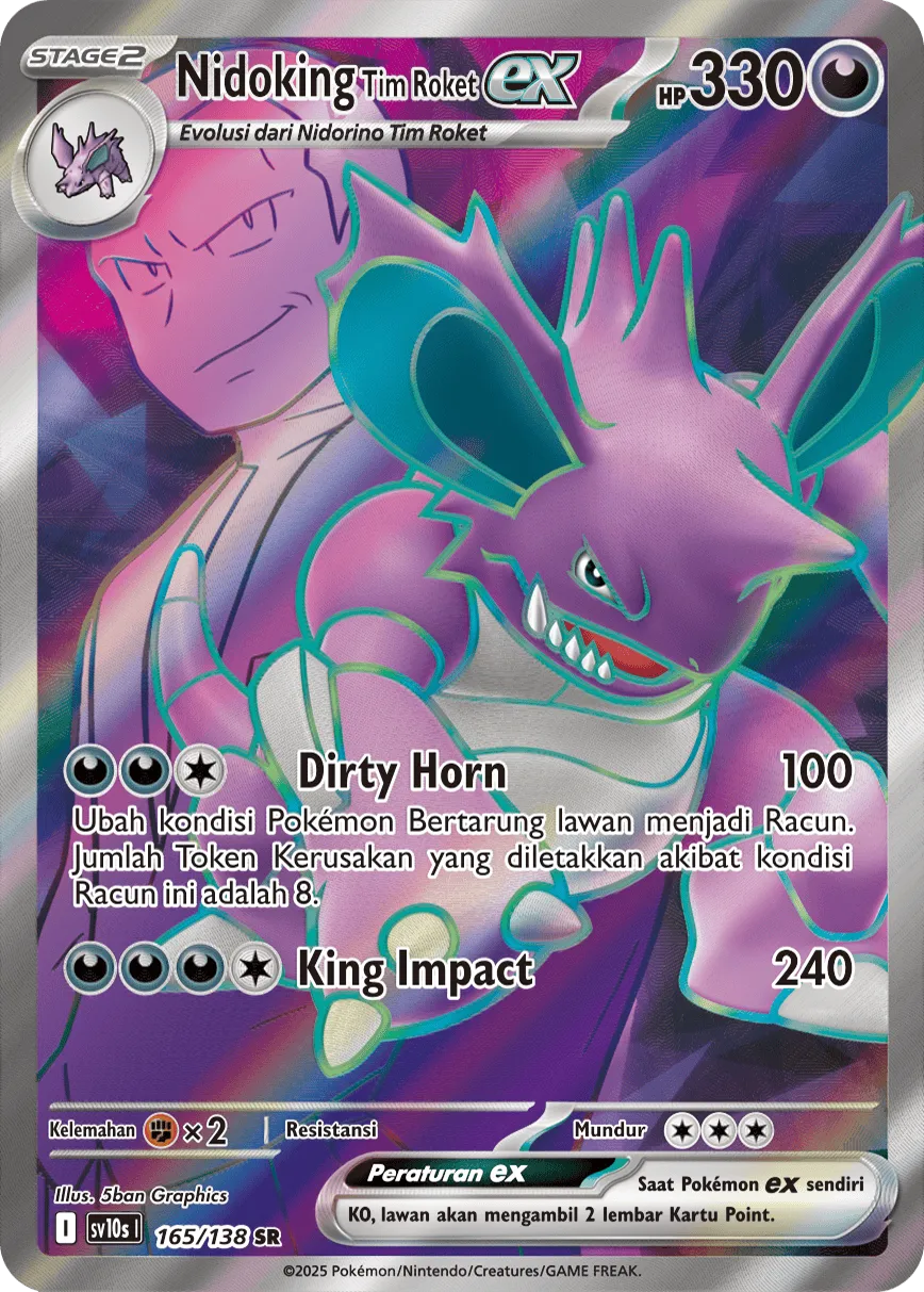 Team Rocket's Nidoking ex 165 — Presence of Champions (Indonesian Pokémon TCG card)
