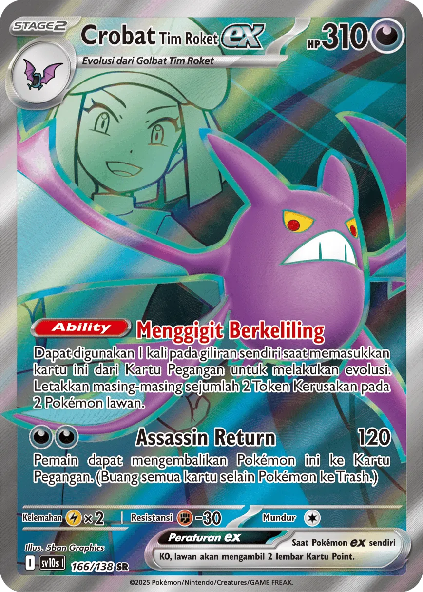 Team Rocket's Crobat ex 166 — Presence of Champions (Indonesian Pokémon TCG card)