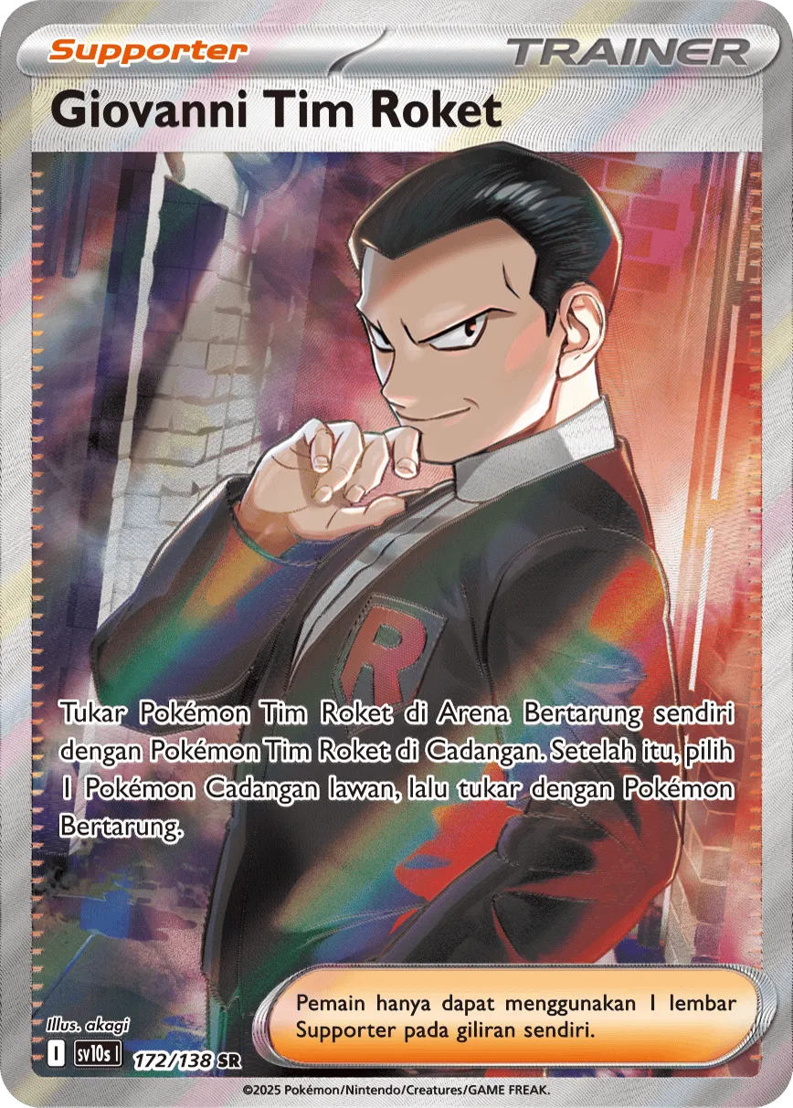Team Rocket's Giovanni 172 — Presence of Champions (Indonesian Pokémon TCG card)