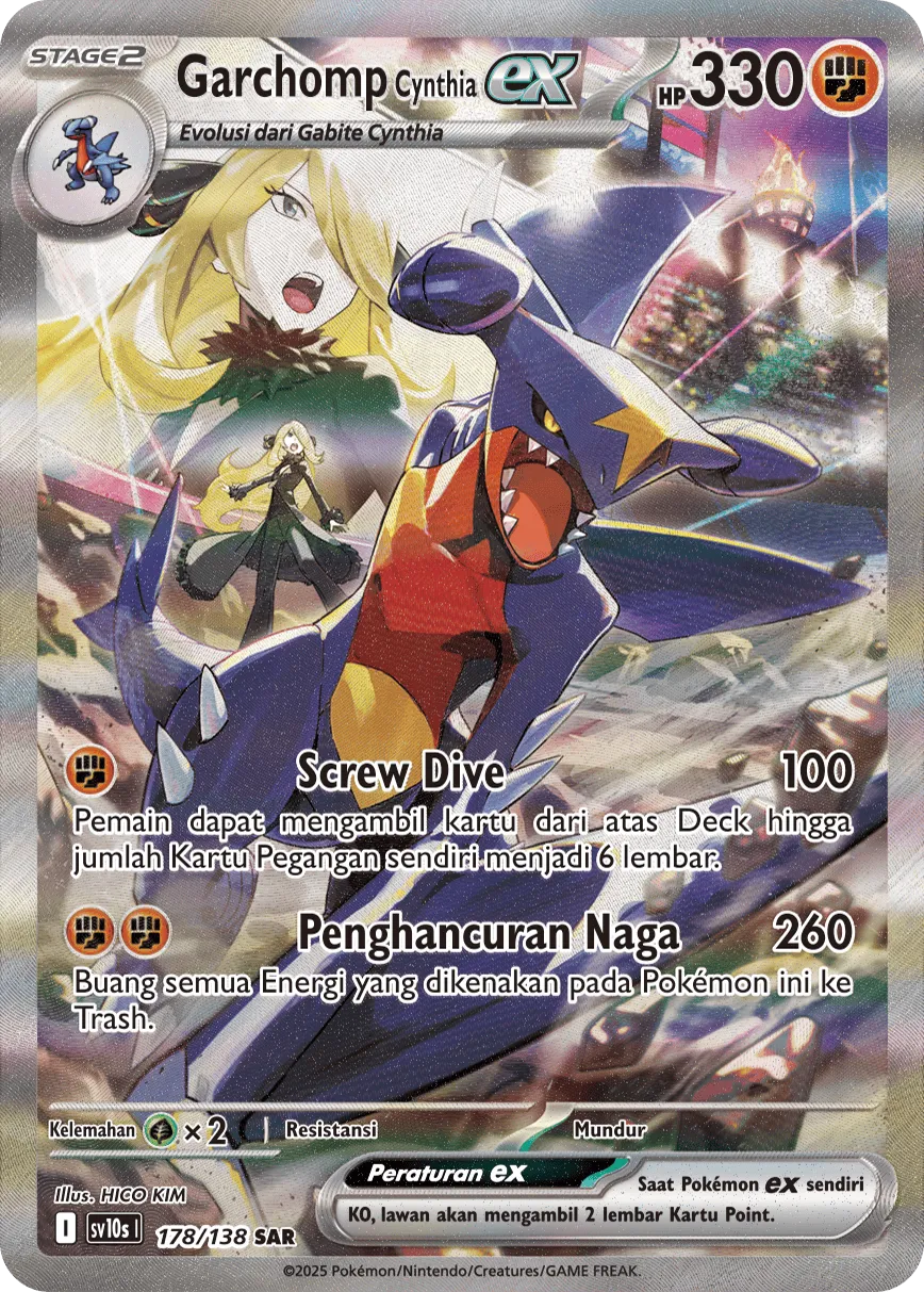 Cynthia's Garchomp ex 178 — Presence of Champions (Indonesian Pokémon TCG card)
