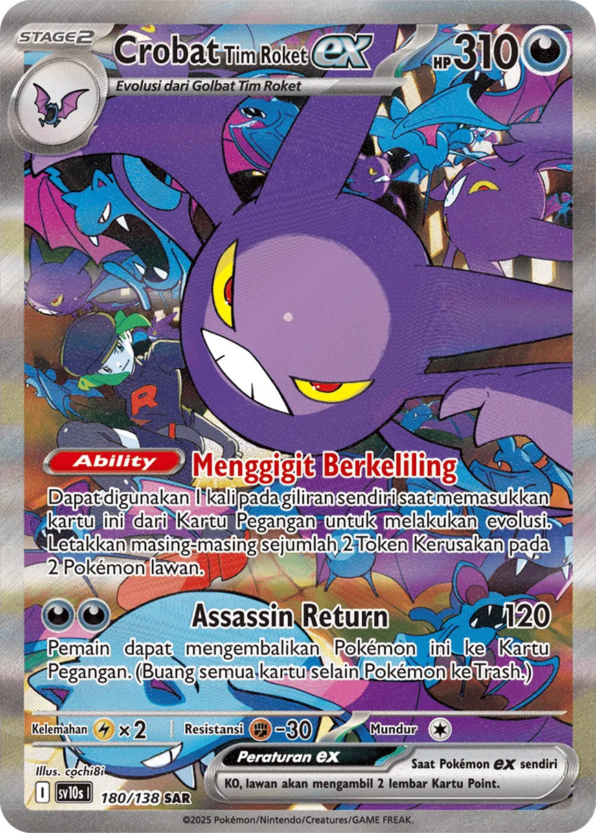 Team Rocket's Crobat ex 180 — Presence of Champions (Indonesian Pokémon TCG card)