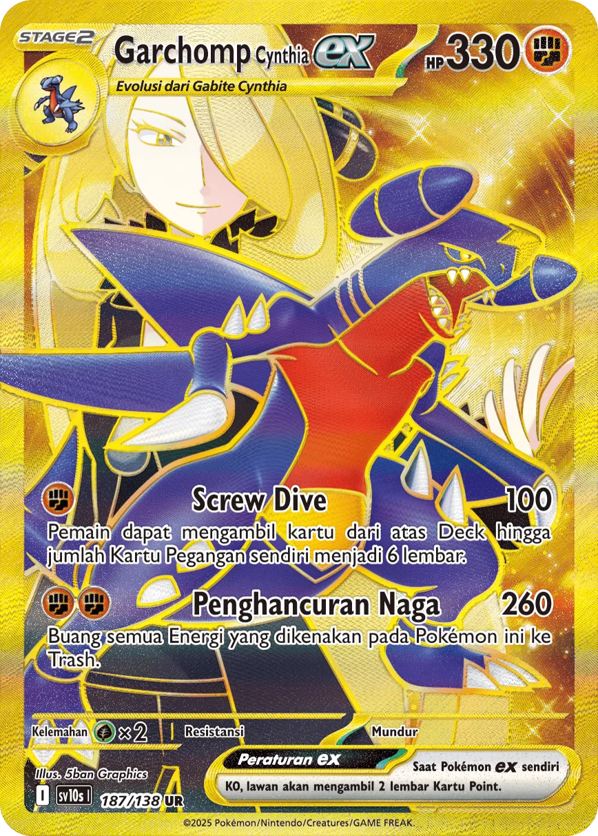 Cynthia's Garchomp ex 187 — Presence of Champions (Indonesian Pokémon TCG card)