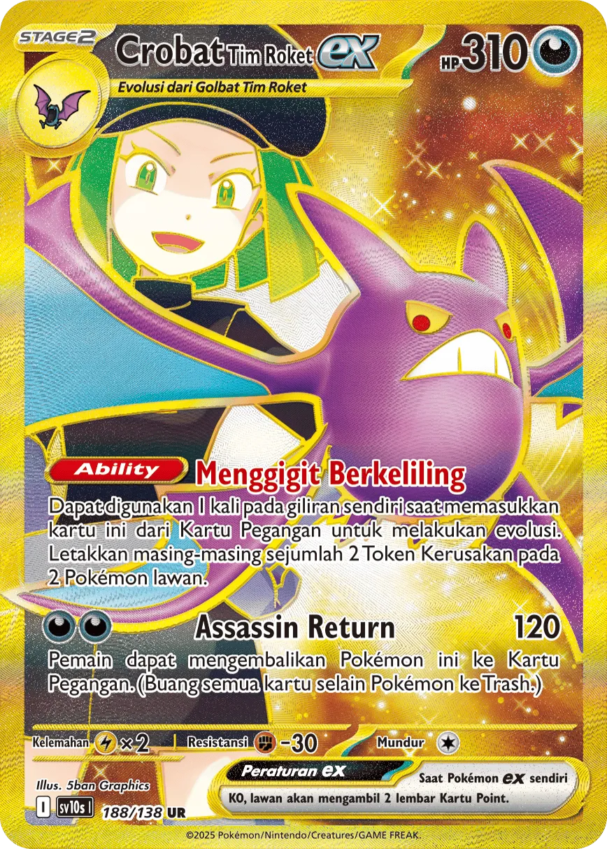 Team Rocket's Crobat ex 188 — Presence of Champions (Indonesian Pokémon TCG card)