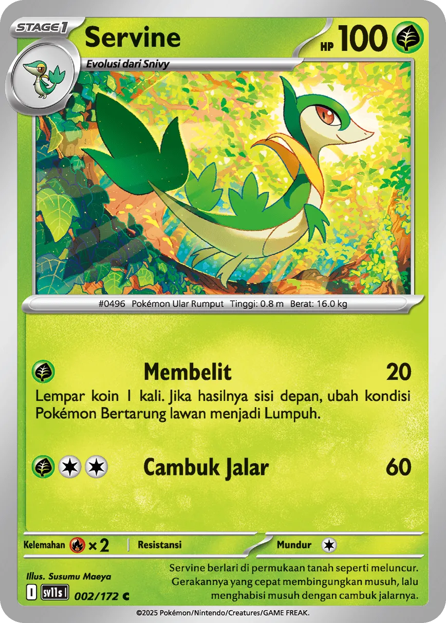 Servine 002 — Black And White (Indonesian Pokémon TCG card)
