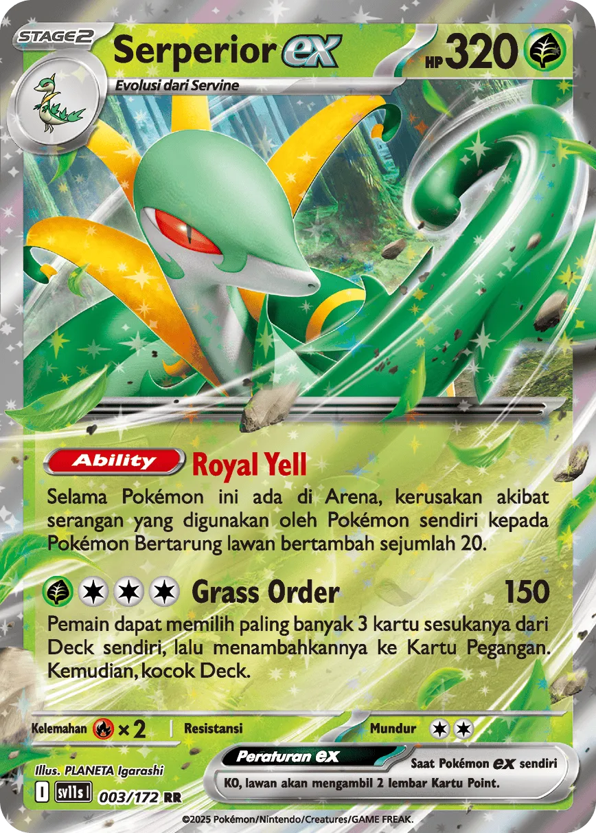 Serperior ex 003 — Black And White (Indonesian Pokémon TCG card)