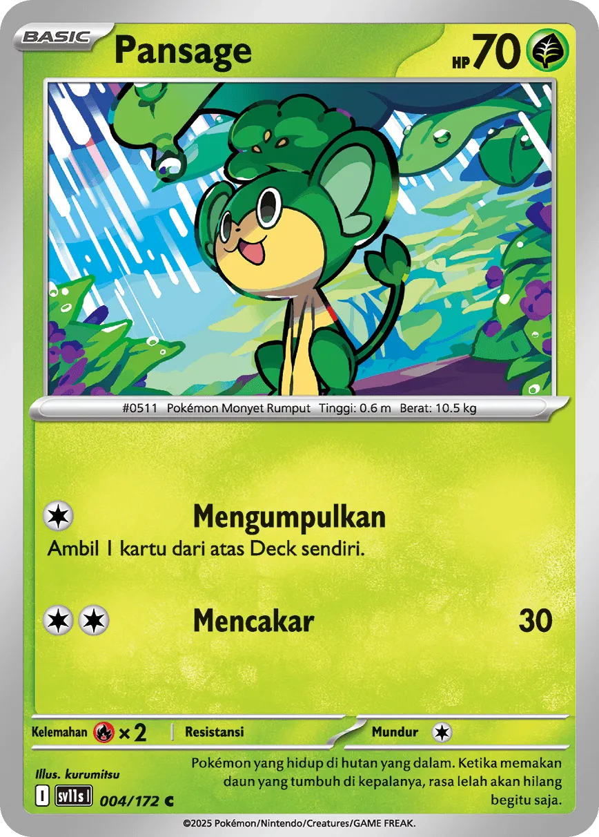 Pansage 004 — Black And White (Indonesian Pokémon TCG card)