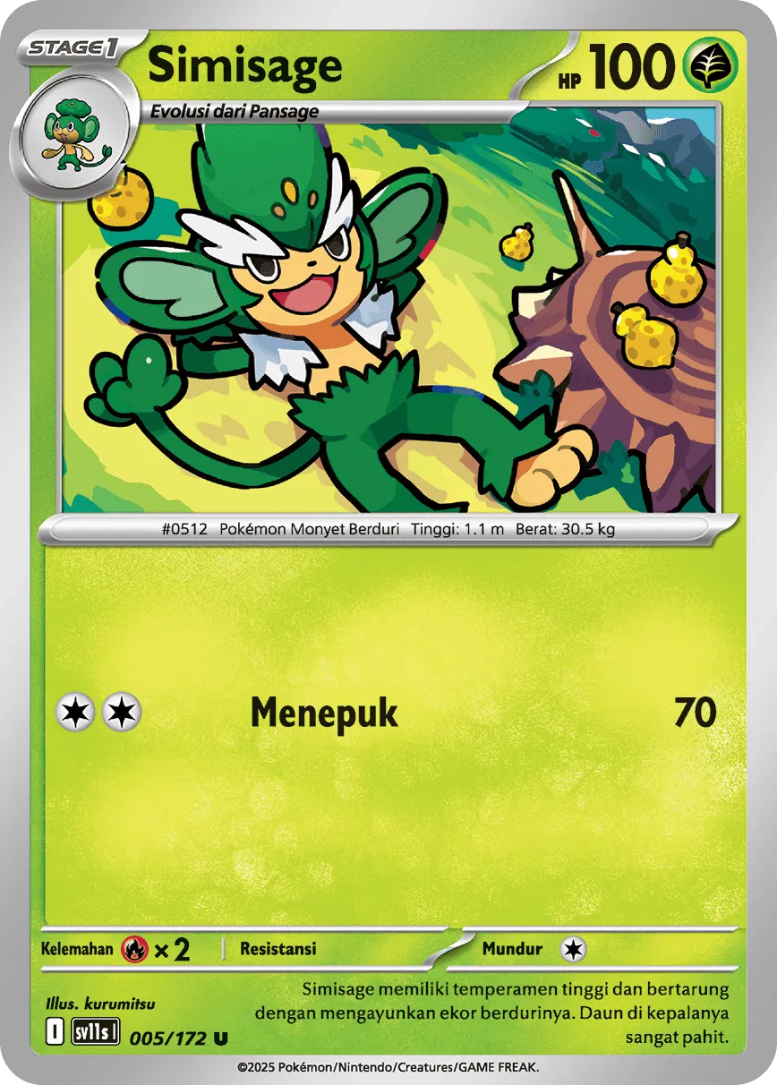 Simisage 005 — Black And White (Indonesian Pokémon TCG card)