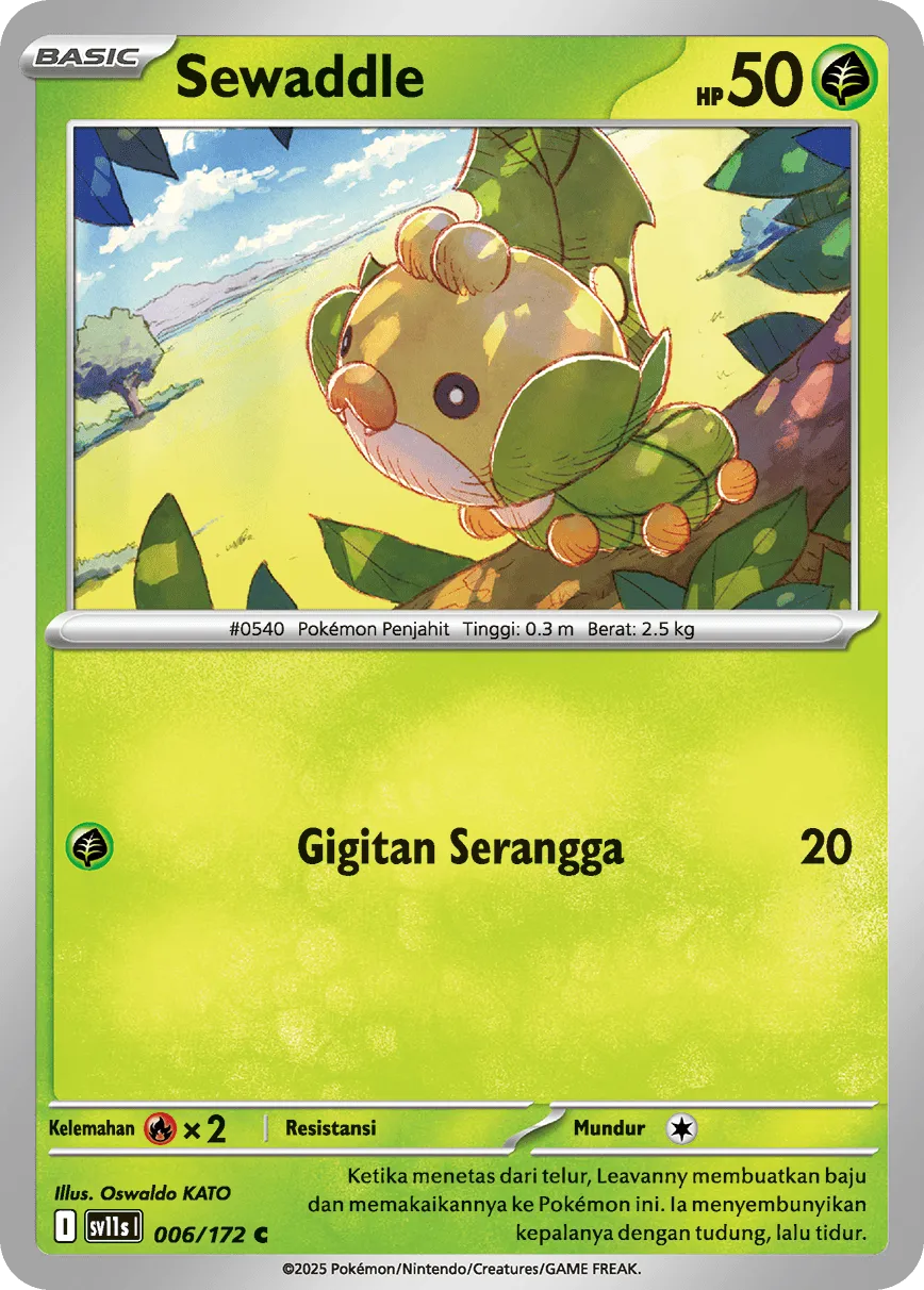 Sewaddle 006 — Black And White (Indonesian Pokémon TCG card)