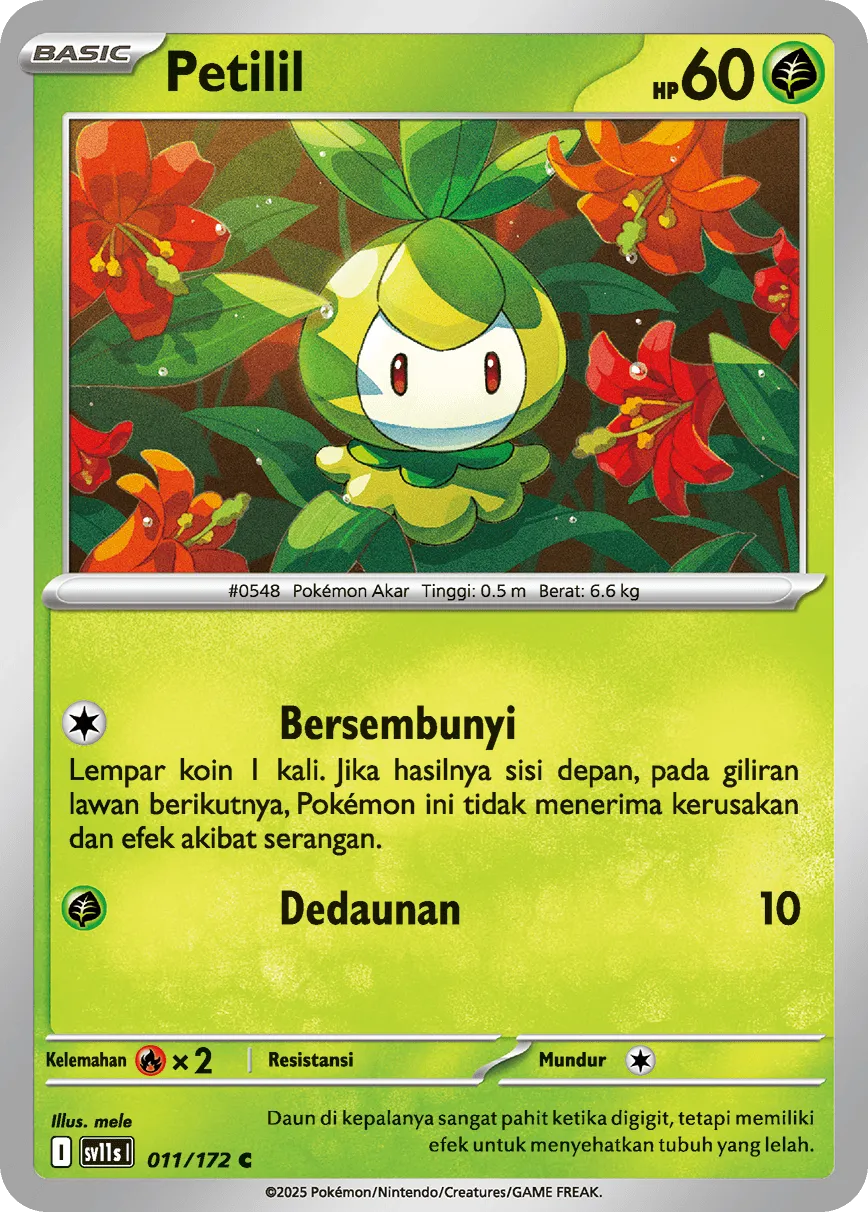 Petilil 011 — Black And White (Indonesian Pokémon TCG card)