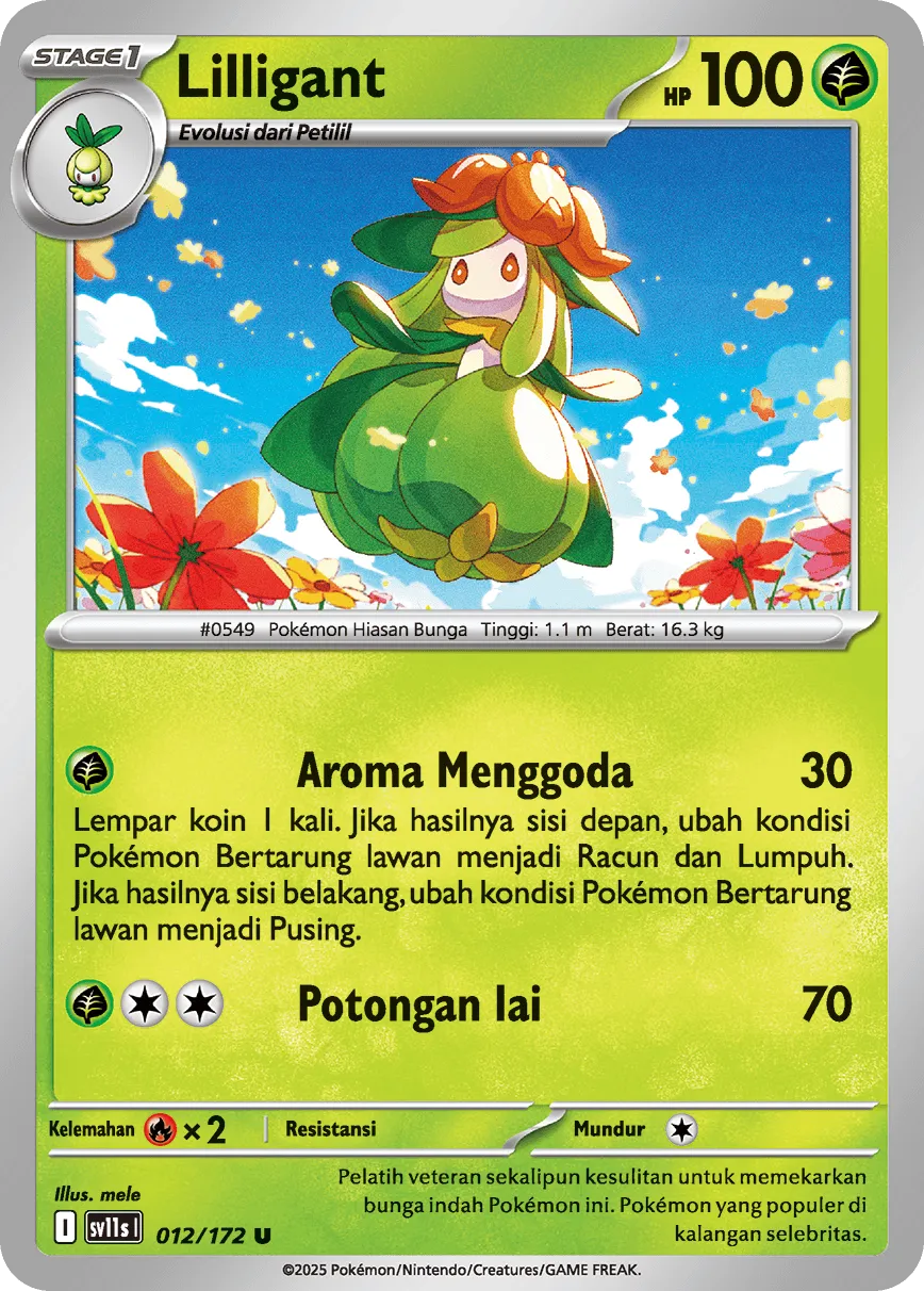 Lilligant 012 — Black And White (Indonesian Pokémon TCG card)