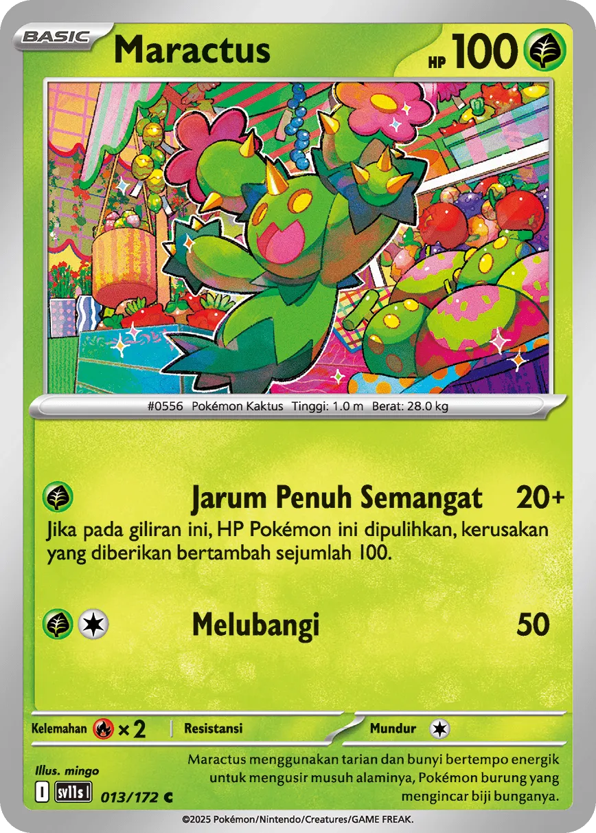 Maractus 013 — Black And White (Indonesian Pokémon TCG card)