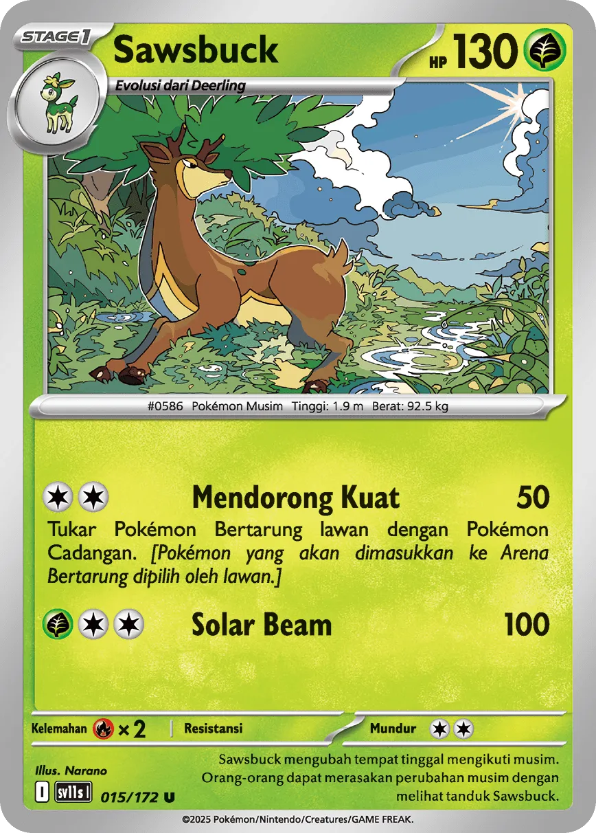 Sawsbuck 015 — Black And White (Indonesian Pokémon TCG card)