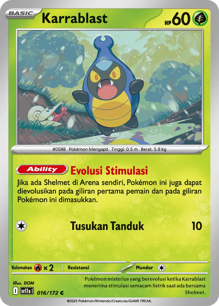 Karrablast 016 — Black And White (Indonesian Pokémon TCG card)