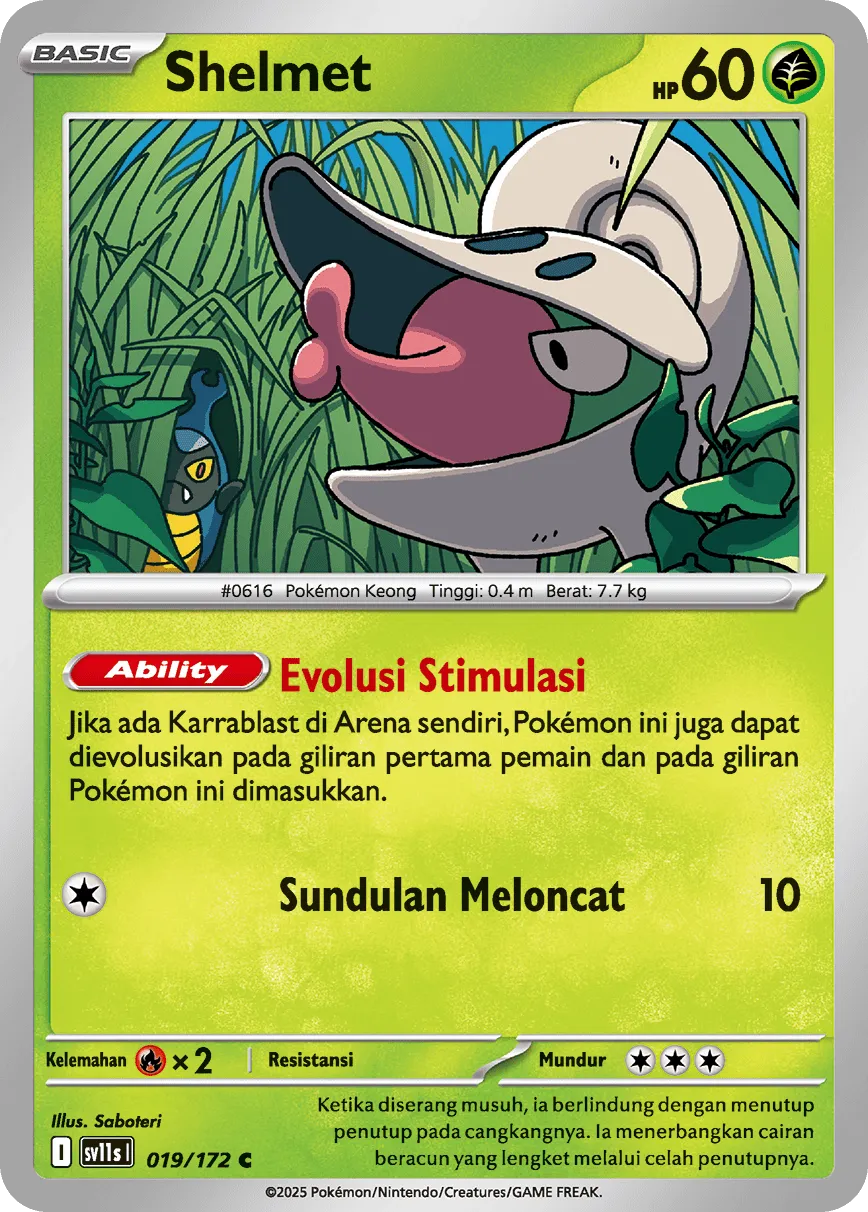 Shelmet 019 — Black And White (Indonesian Pokémon TCG card)