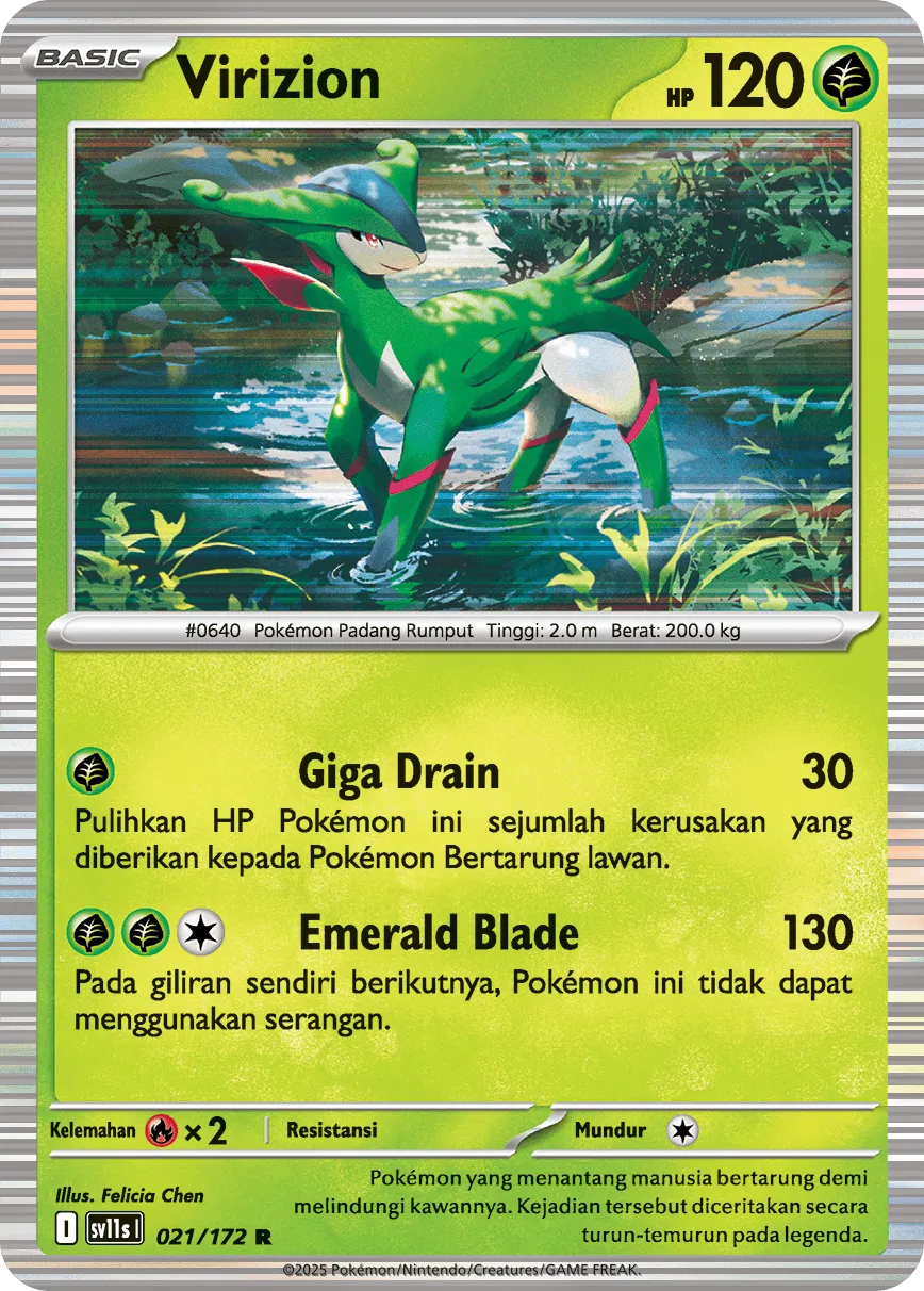 Virizion 021 — Black And White (Indonesian Pokémon TCG card)
