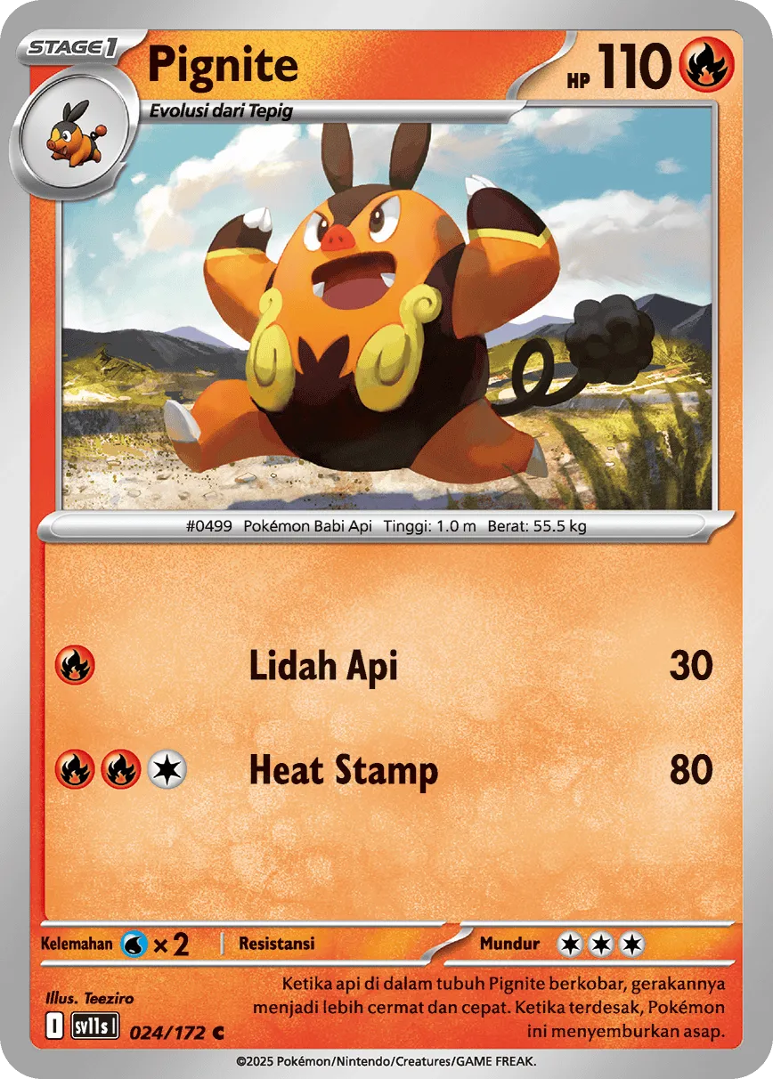 Pignite 024 — Black And White (Indonesian Pokémon TCG card)