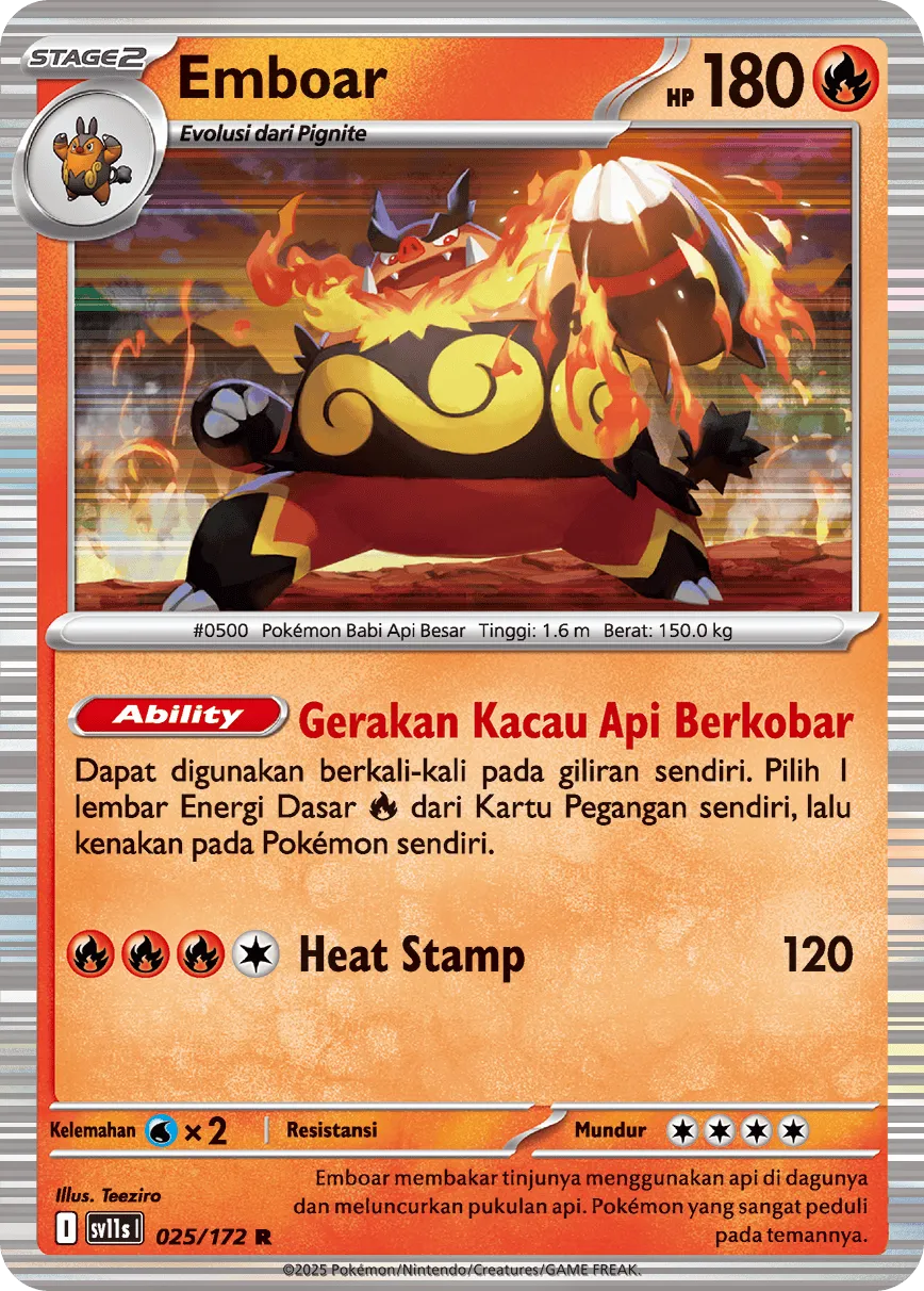 Emboar 025 — Black And White (Indonesian Pokémon TCG card)