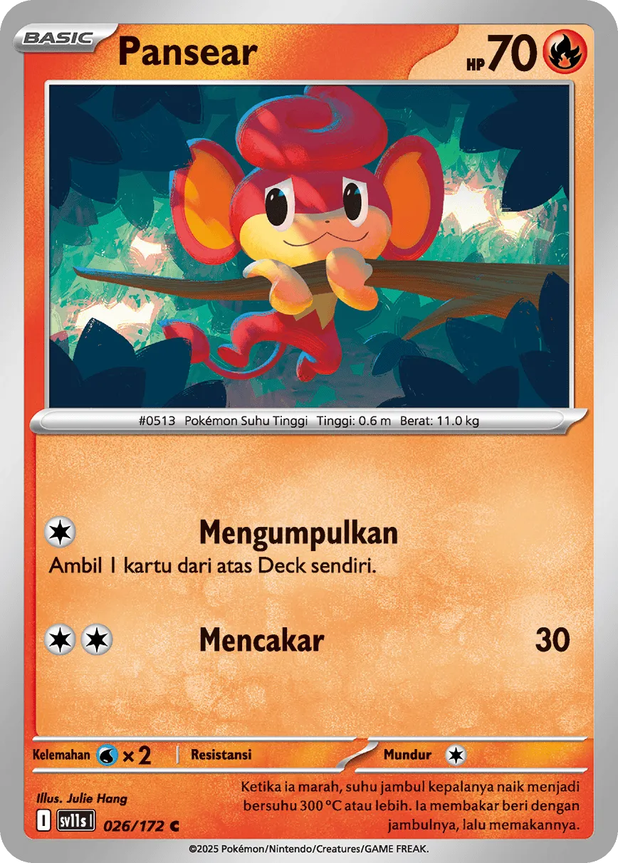 Pansear 026 — Black And White (Indonesian Pokémon TCG card)