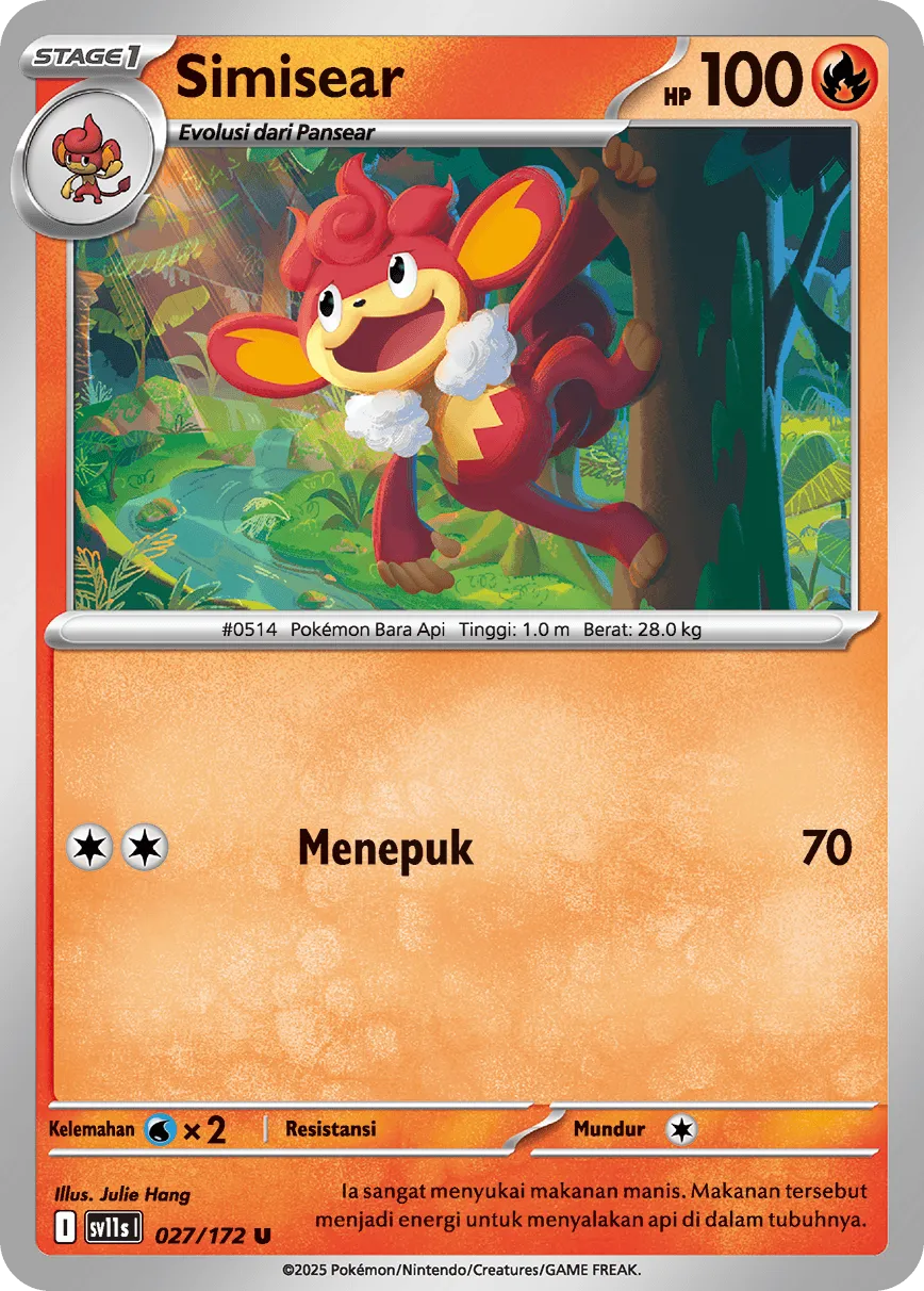 Simisear 027 — Black And White (Indonesian Pokémon TCG card)