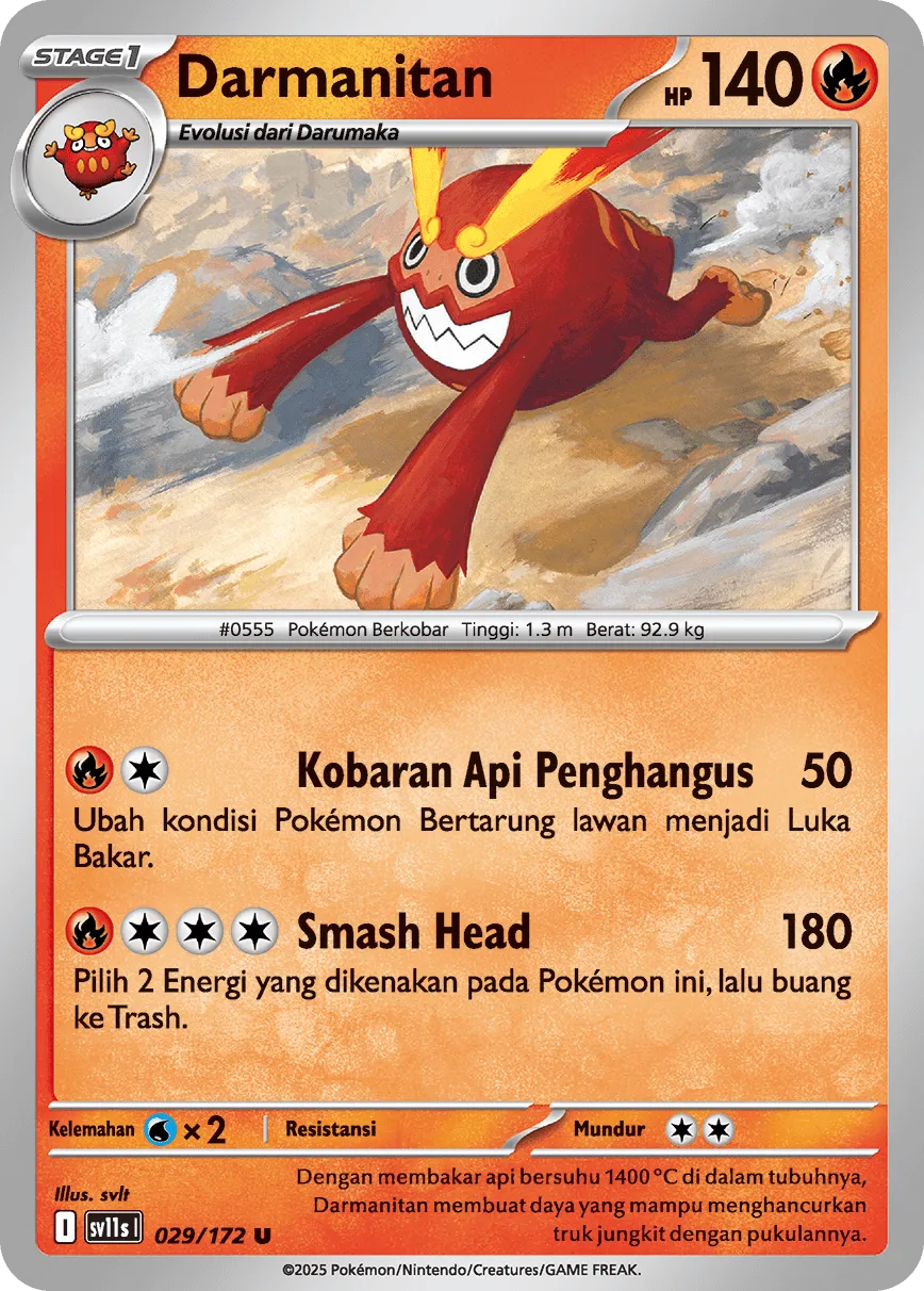 Darmanitan 029 — Black And White (Indonesian Pokémon TCG card)