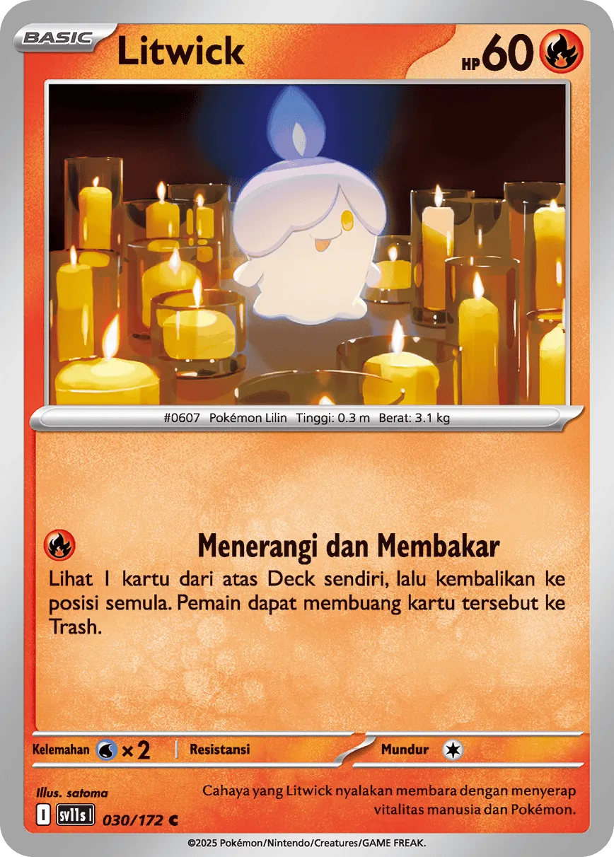 Litwick 030 — Black And White (Indonesian Pokémon TCG card)