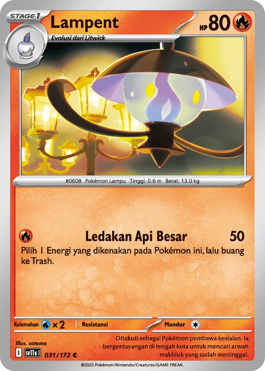 Lampent 031 — Black And White (Indonesian Pokémon TCG card)