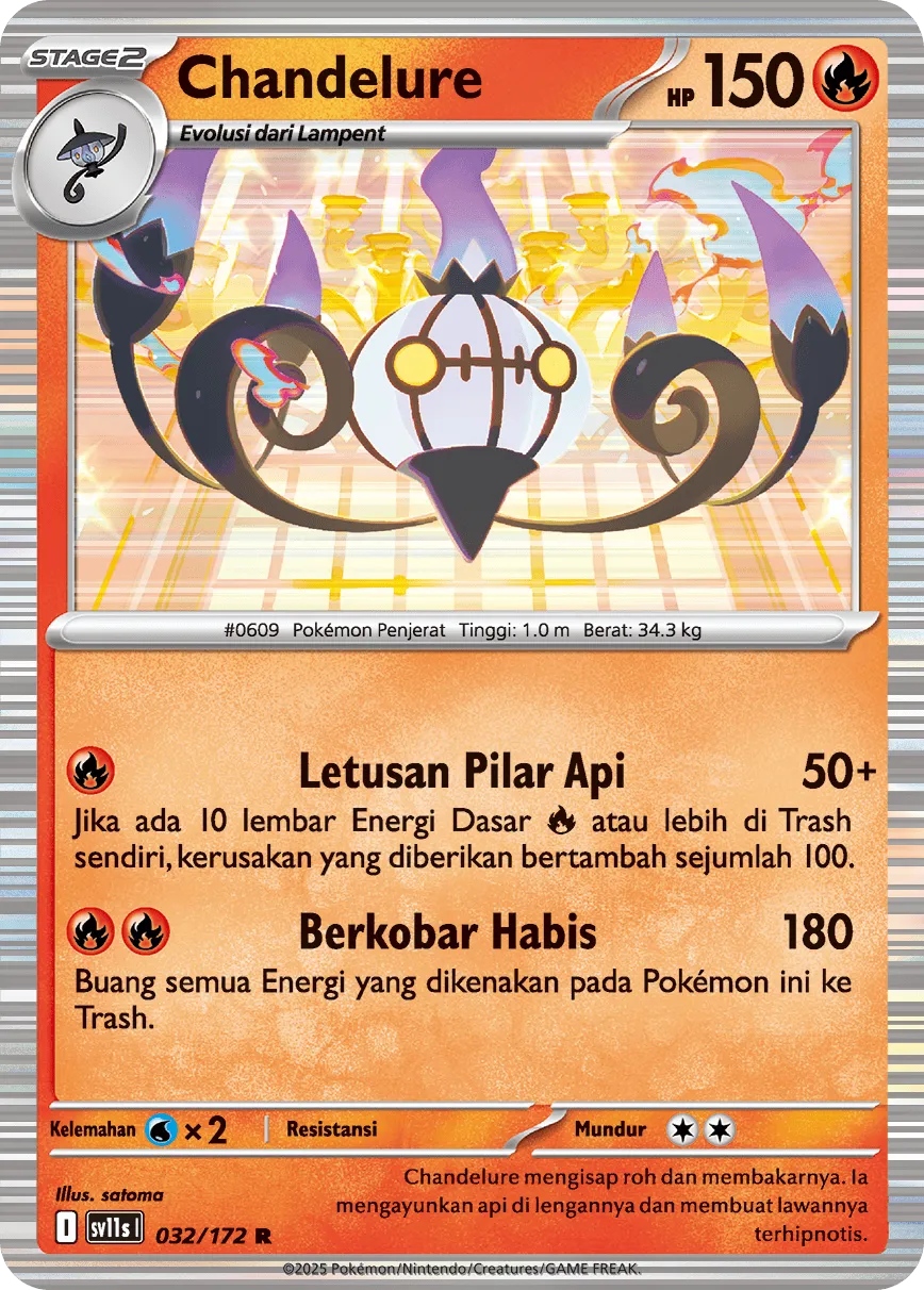 Chandelure 032 — Black And White (Indonesian Pokémon TCG card)