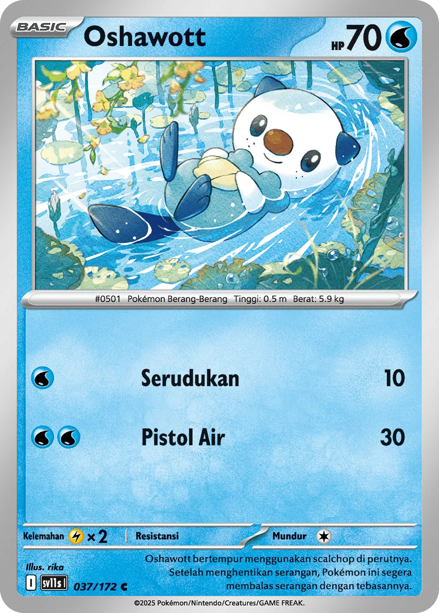 Oshawott 037 — Black And White (Indonesian Pokémon TCG card)