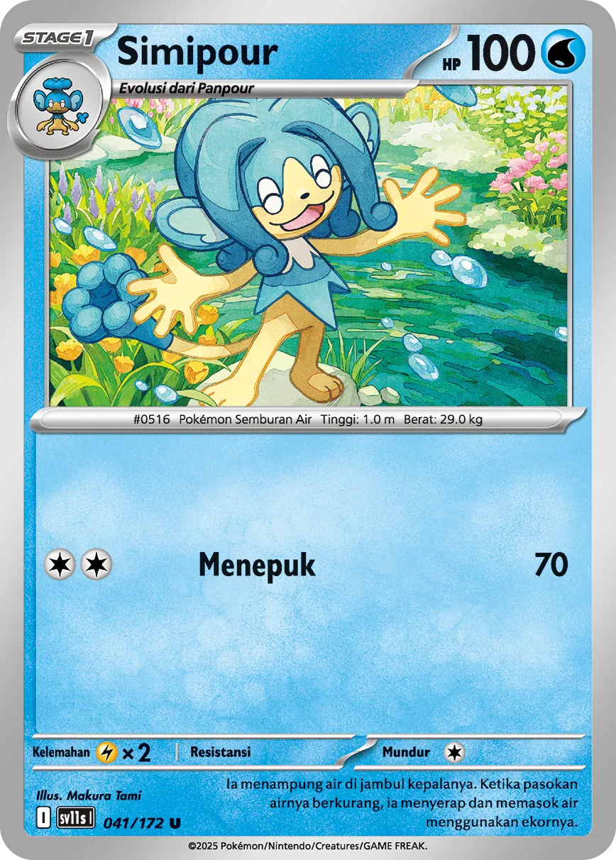 Simipour 041 — Black And White (Indonesian Pokémon TCG card)