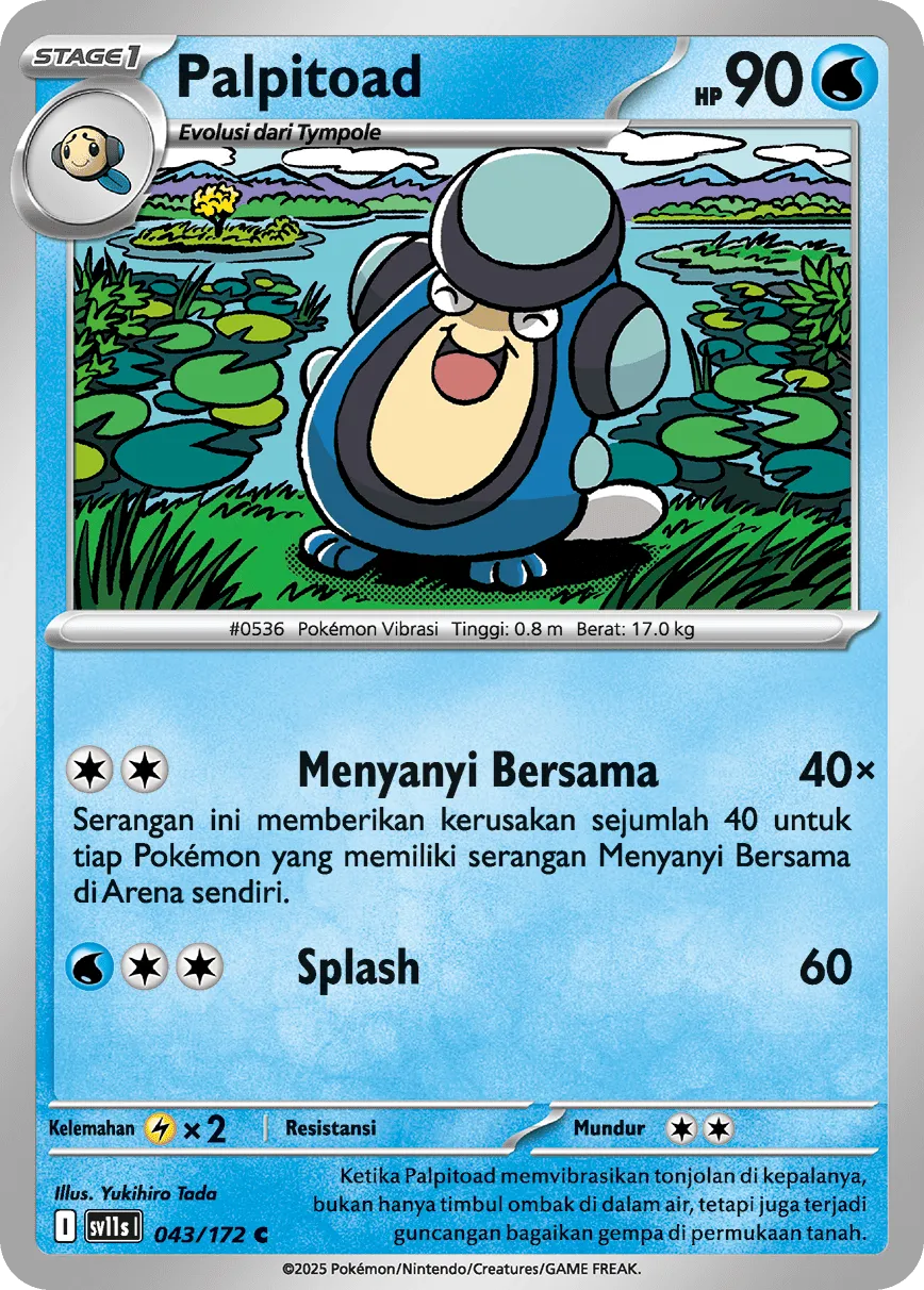 Palpitoad 043 — Black And White (Indonesian Pokémon TCG card)