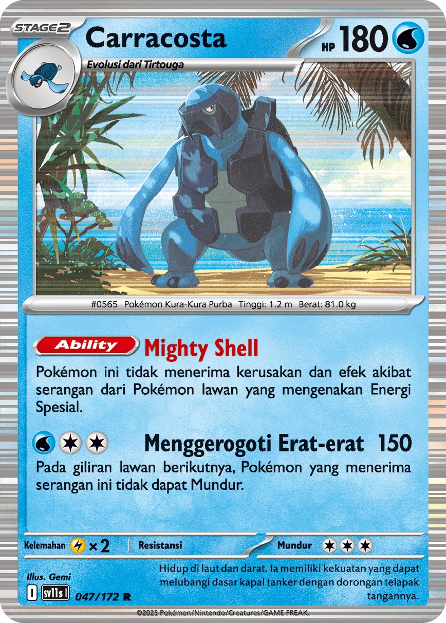 Carracosta 047 — Black And White (Indonesian Pokémon TCG card)