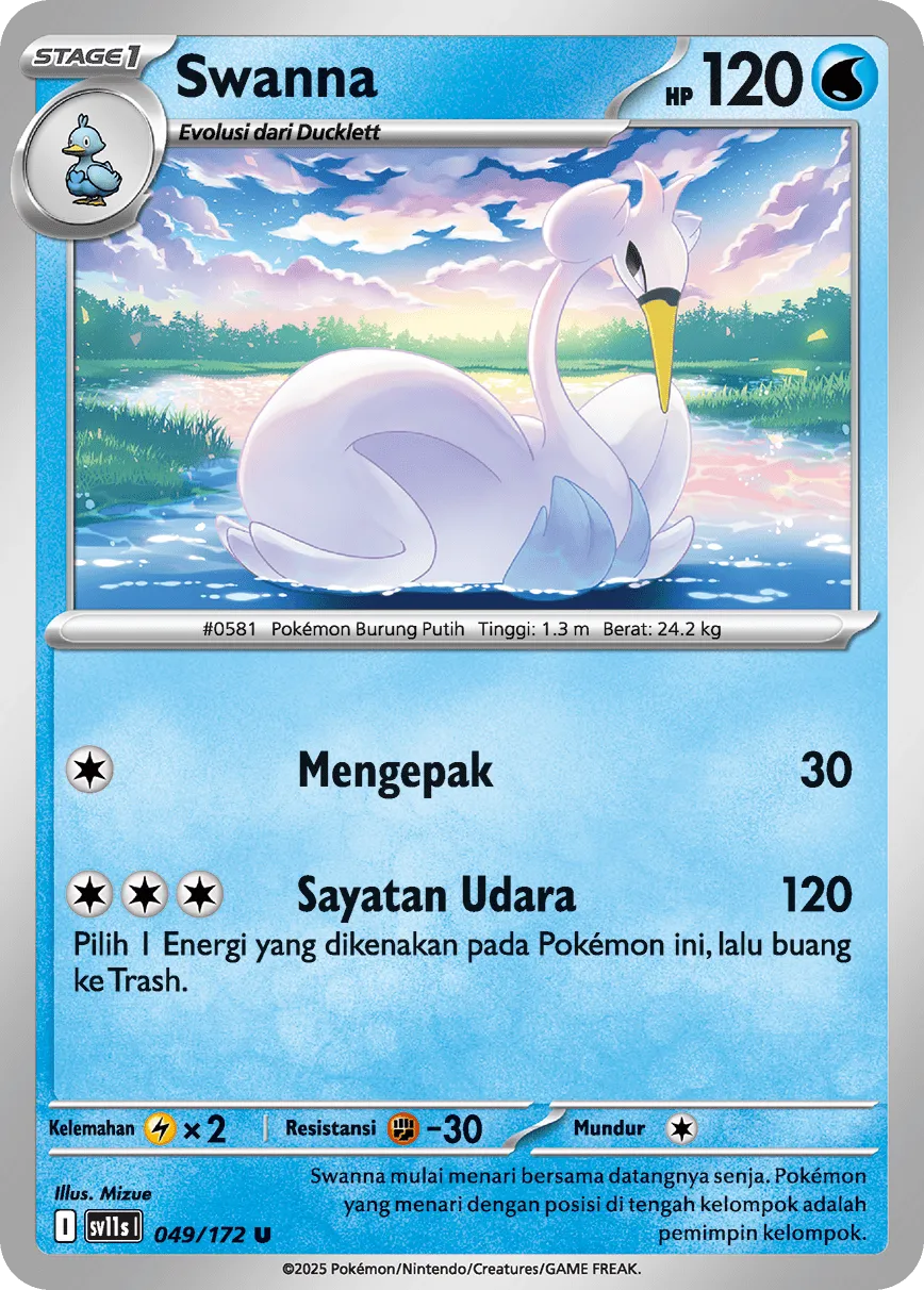 Swanna 049 — Black And White (Indonesian Pokémon TCG card)
