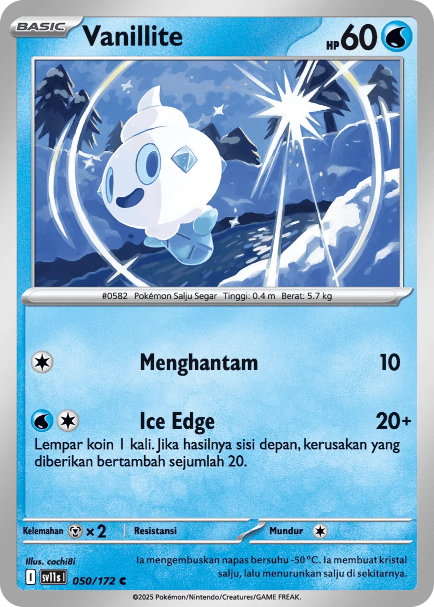 Vanillite 050 — Black And White (Indonesian Pokémon TCG card)