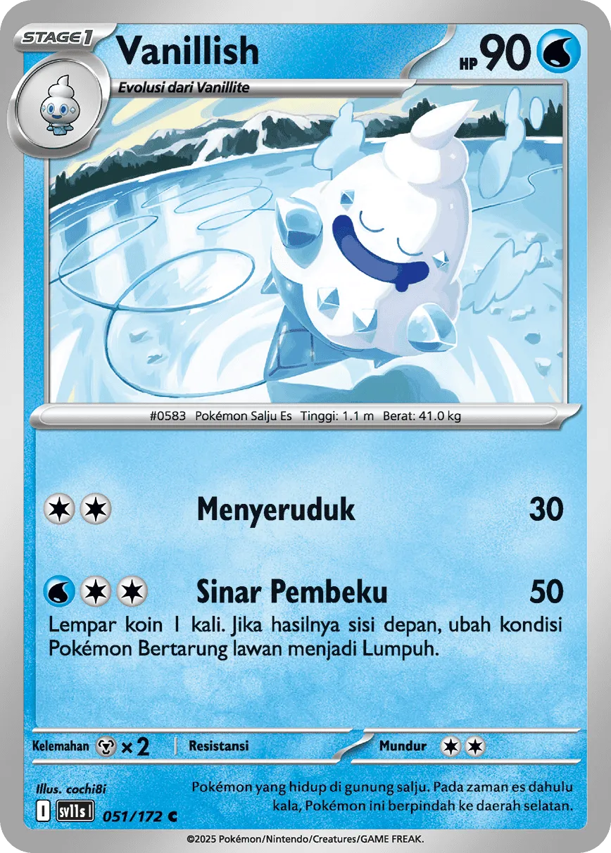 Vanillish 051 — Black And White (Indonesian Pokémon TCG card)