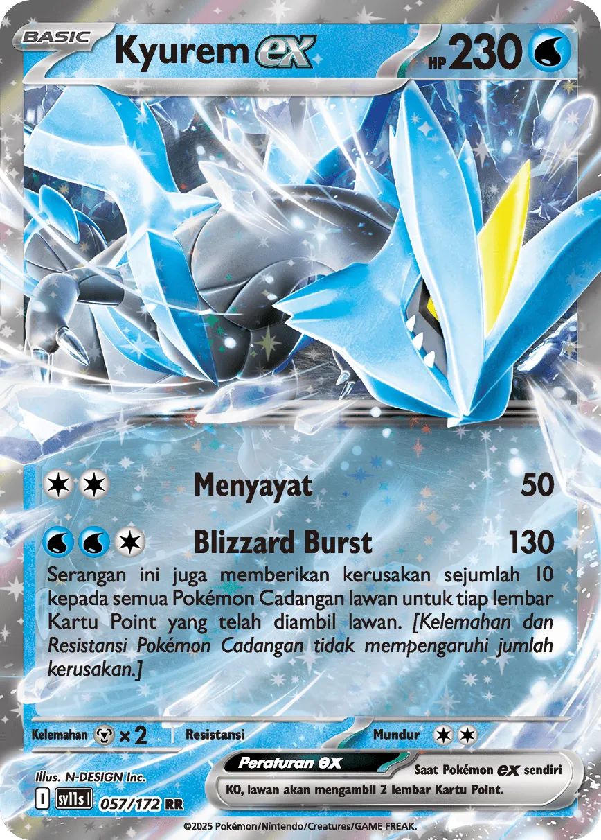 Kyurem ex 057 — Black And White (Indonesian Pokémon TCG card)