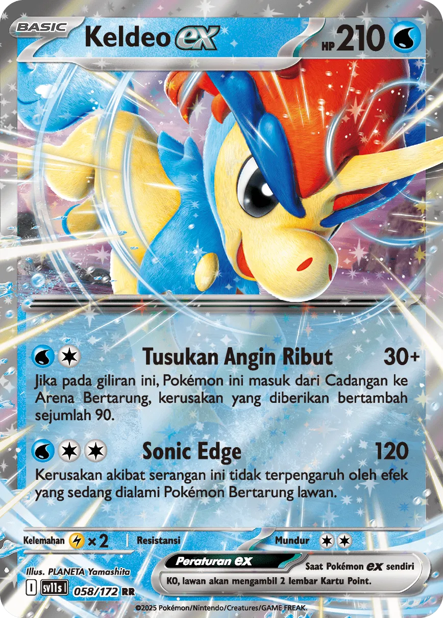Keldeo ex 058 — Black And White (Indonesian Pokémon TCG card)