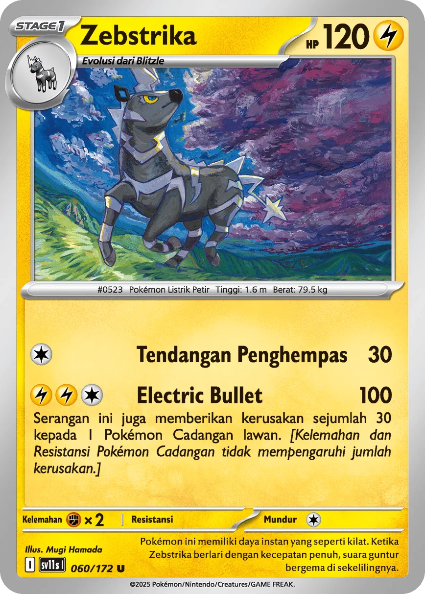 Zebstrika 060 — Black And White (Indonesian Pokémon TCG card)