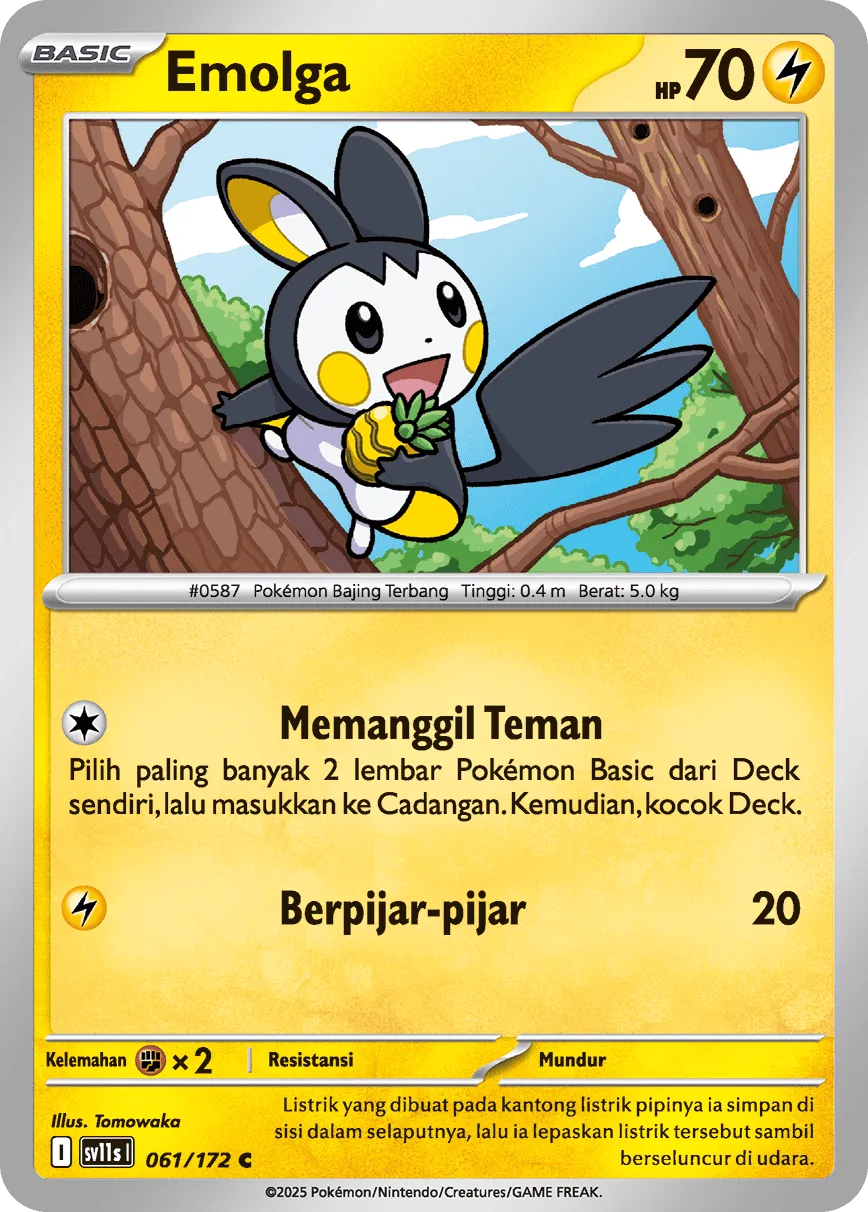 Emolga 061 — Black And White (Indonesian Pokémon TCG card)