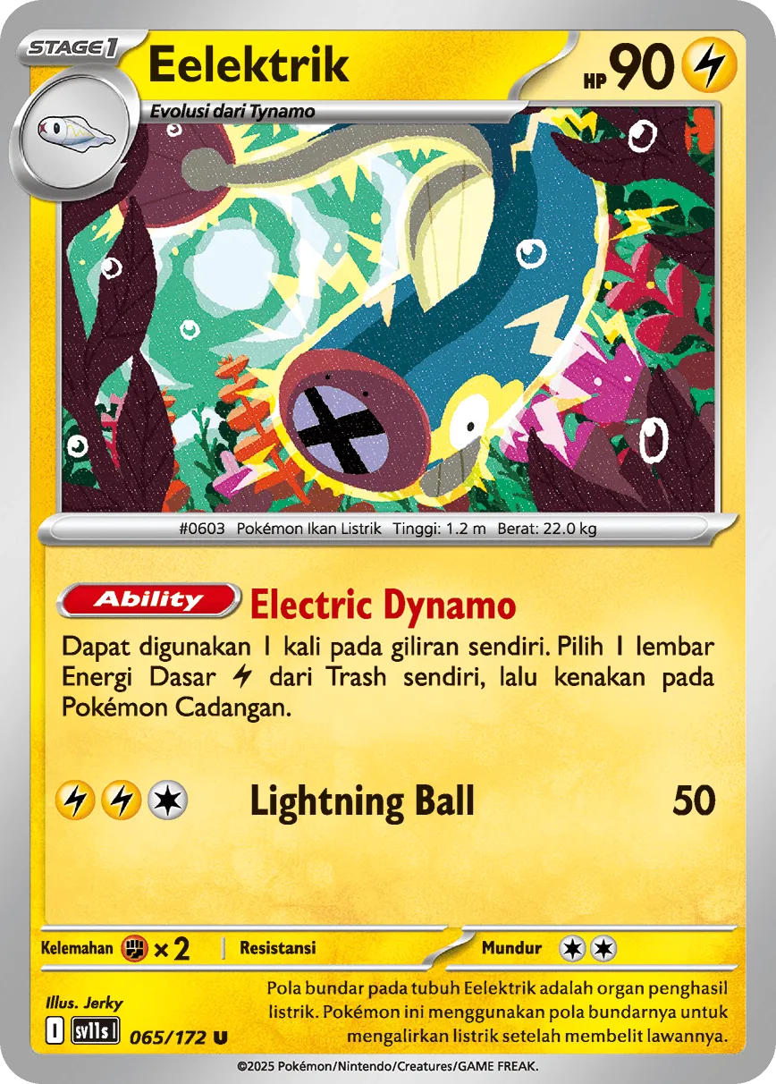 Eelektrik 065 — Black And White (Indonesian Pokémon TCG card)