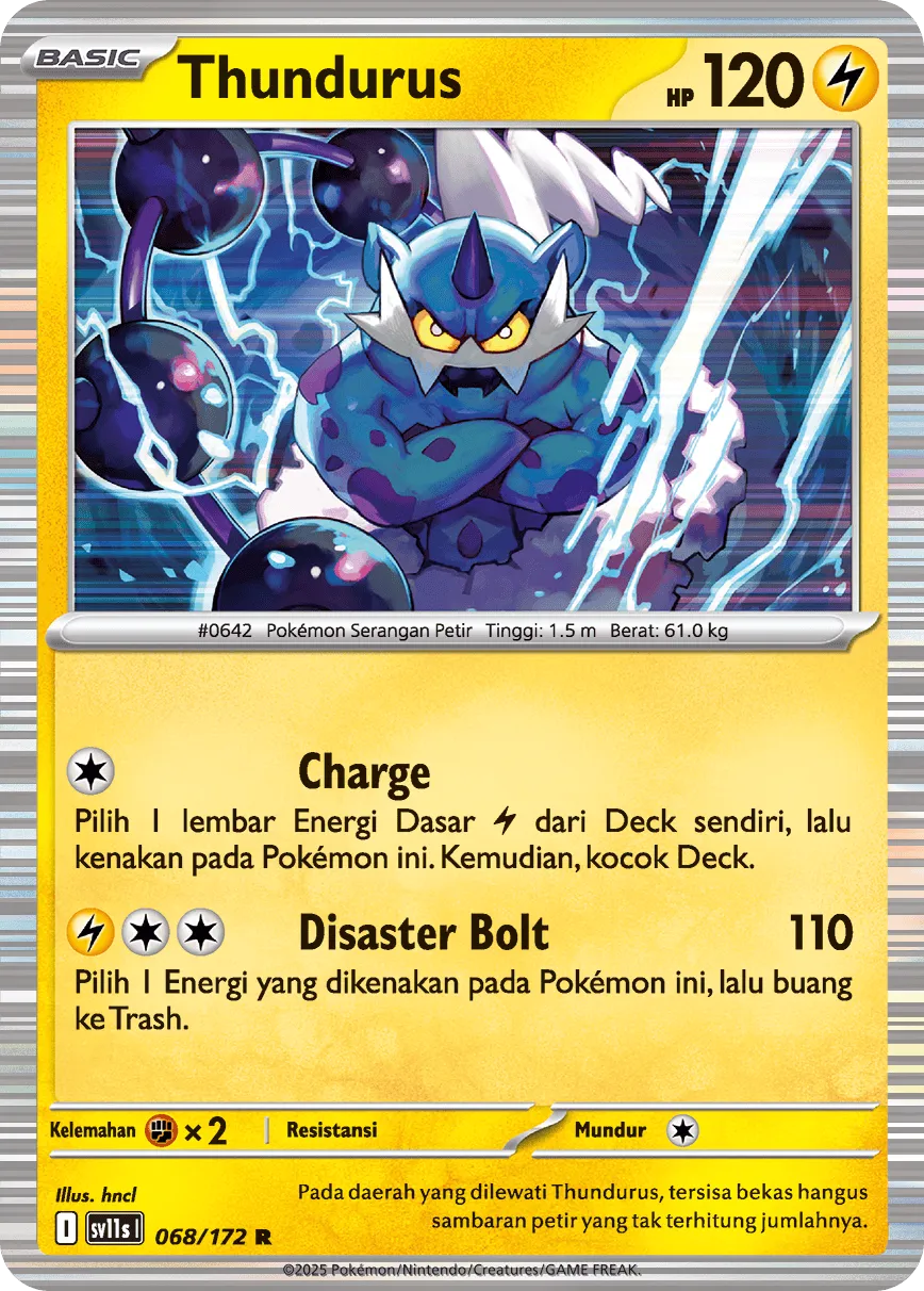 Thundurus 068 — Black And White (Indonesian Pokémon TCG card)
